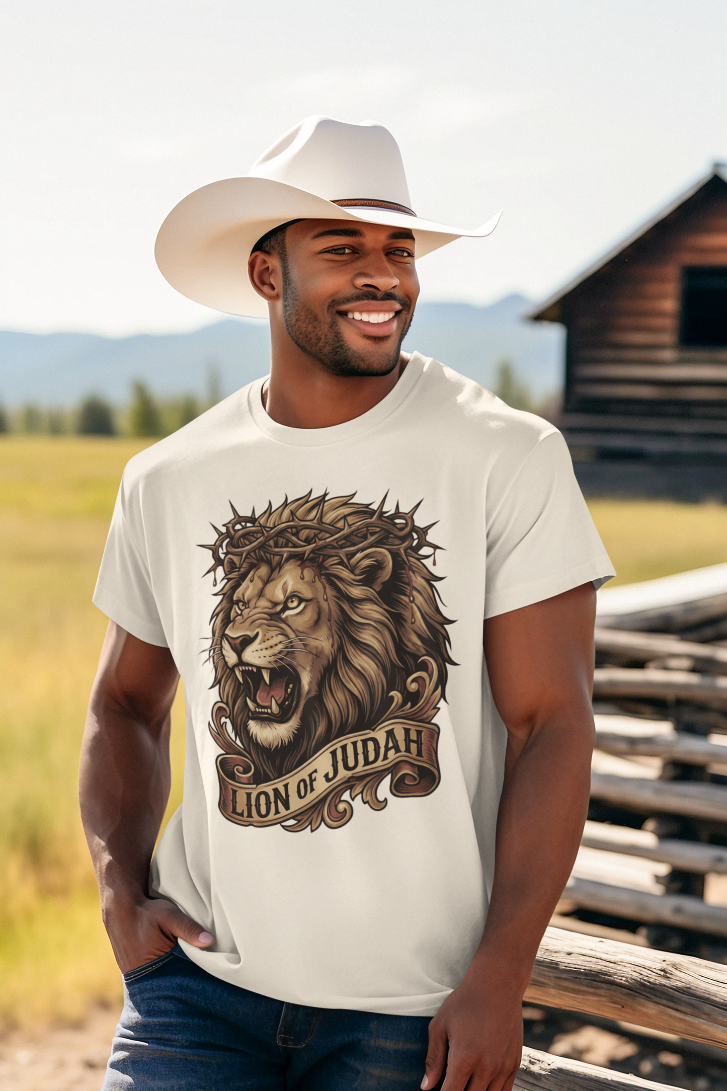 THE LION OF JUDAH Christian T-Shirt (S-5XL):  Men's Medium Weight Gildan 5000 - FREE SHIPPING