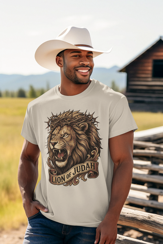 THE LION OF JUDAH Christian T-Shirt (S-5XL):  Men's Medium Weight Gildan 5000 - FREE SHIPPING