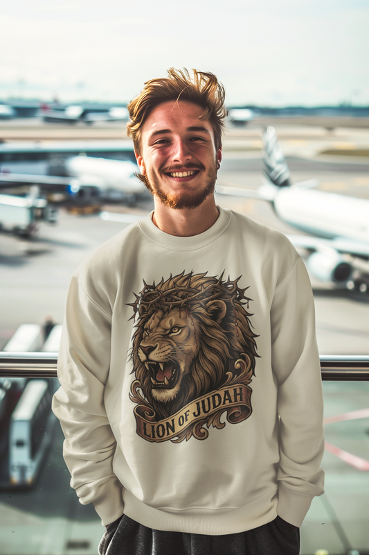THE LION OF JUDAH Heavy Weight Christian Sweatshirt (S-5XL):  Men's Gildan 18000 - FREE SHIPPING