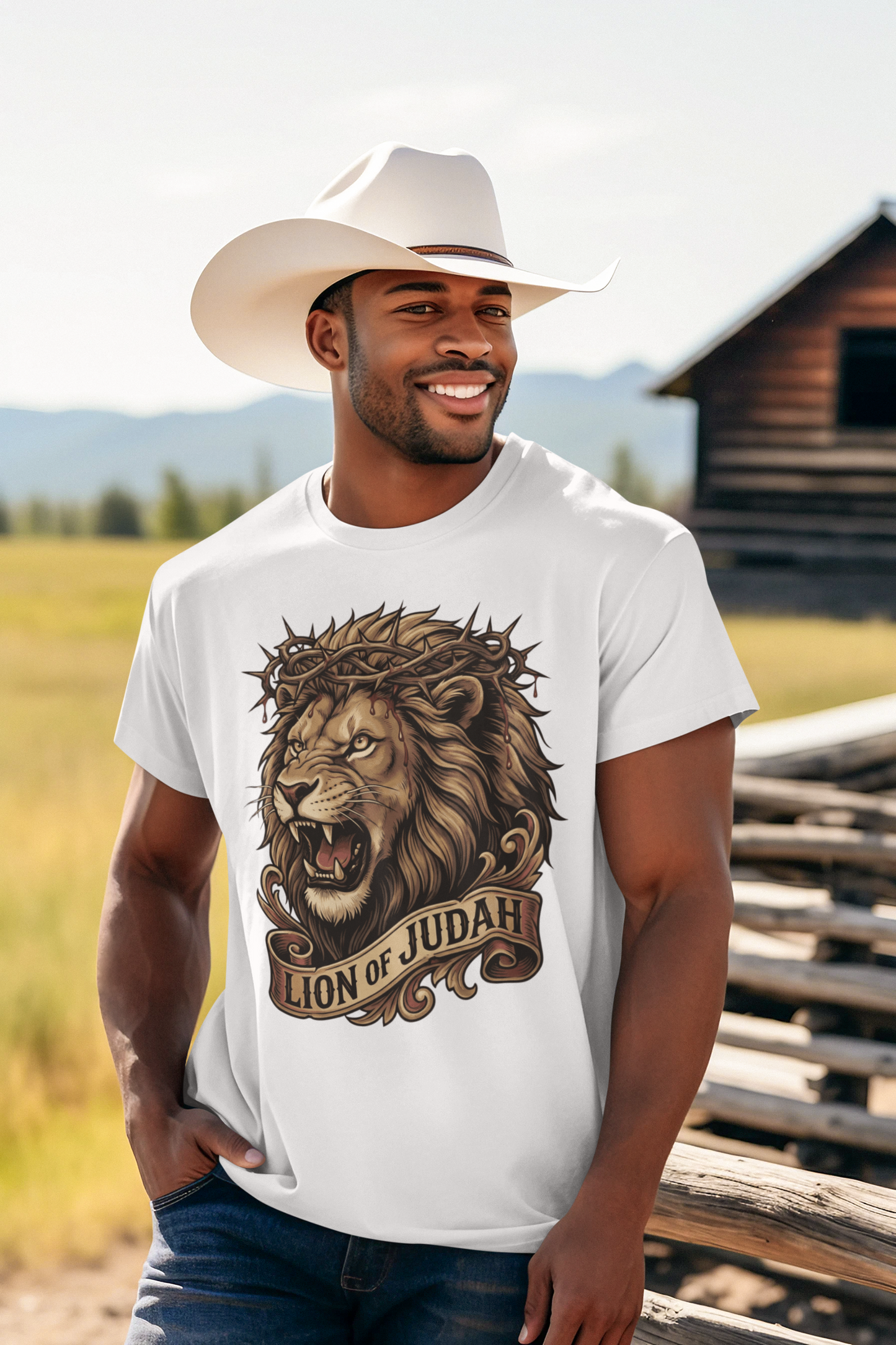 THE LION OF JUDAH Christian T-Shirt (S-5XL):  Men's Medium Weight Gildan 5000 - FREE SHIPPING
