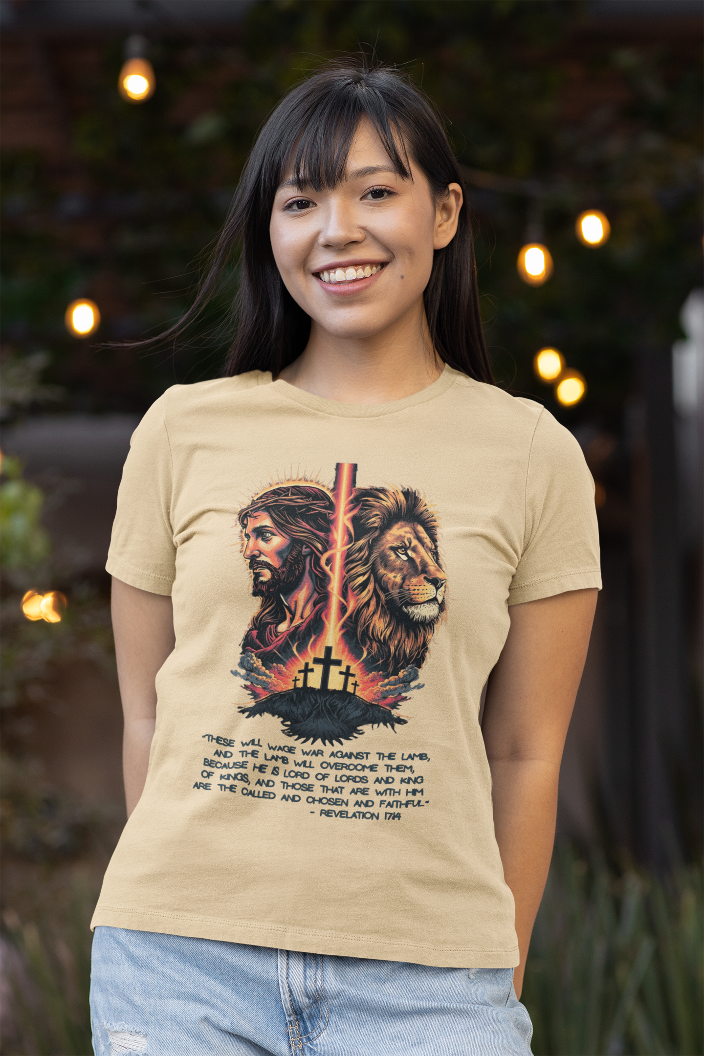 The LION OF JUDAH Fitted Christian T-Shirt (S-2XL):  Women's Bella+Canvas 6004