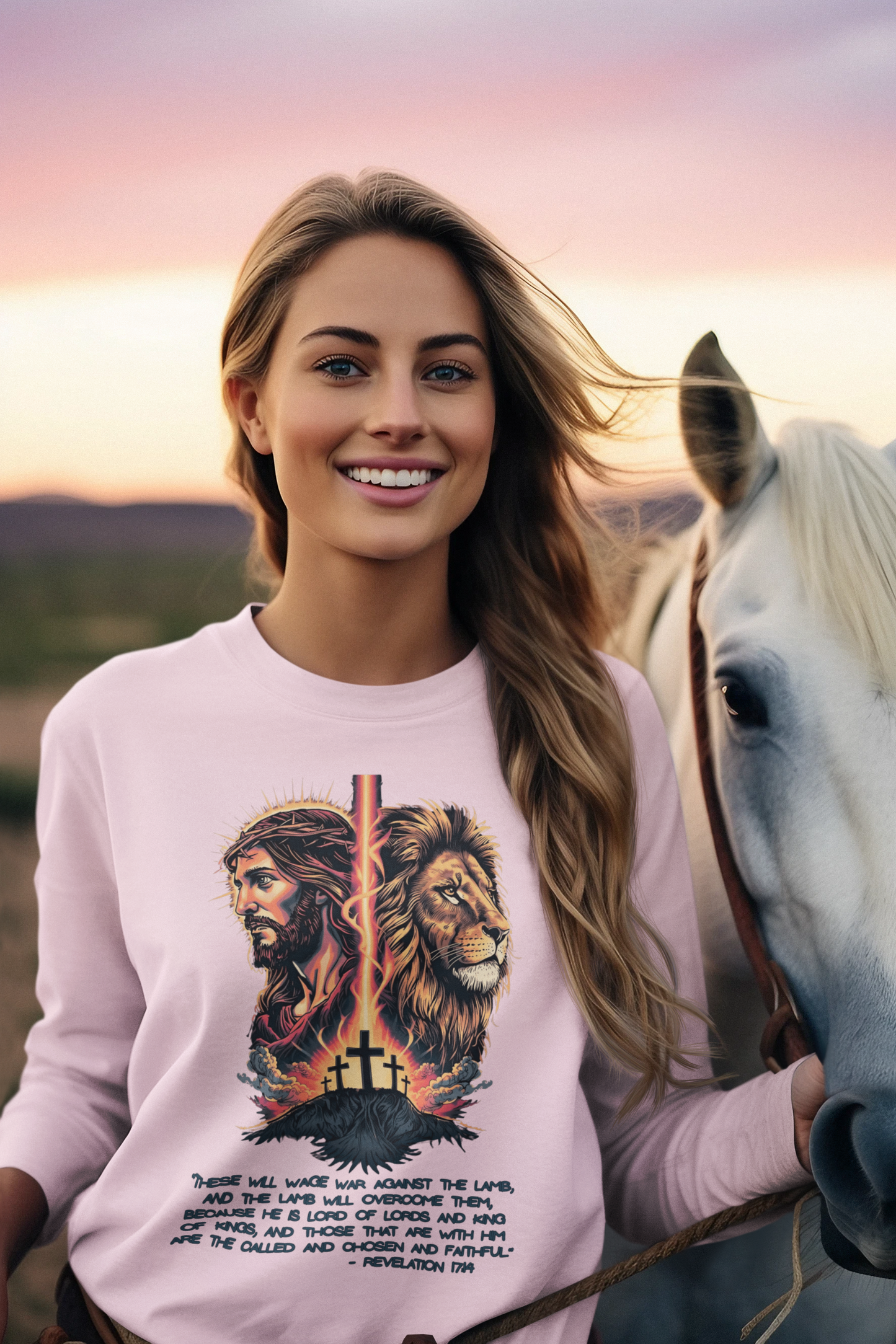 THE LION OF JUDAH Heavy Weight Christian Long Sleeve T-Shirt (S-2XL):  Women's Gildan 2400 - FREE SHIPPING