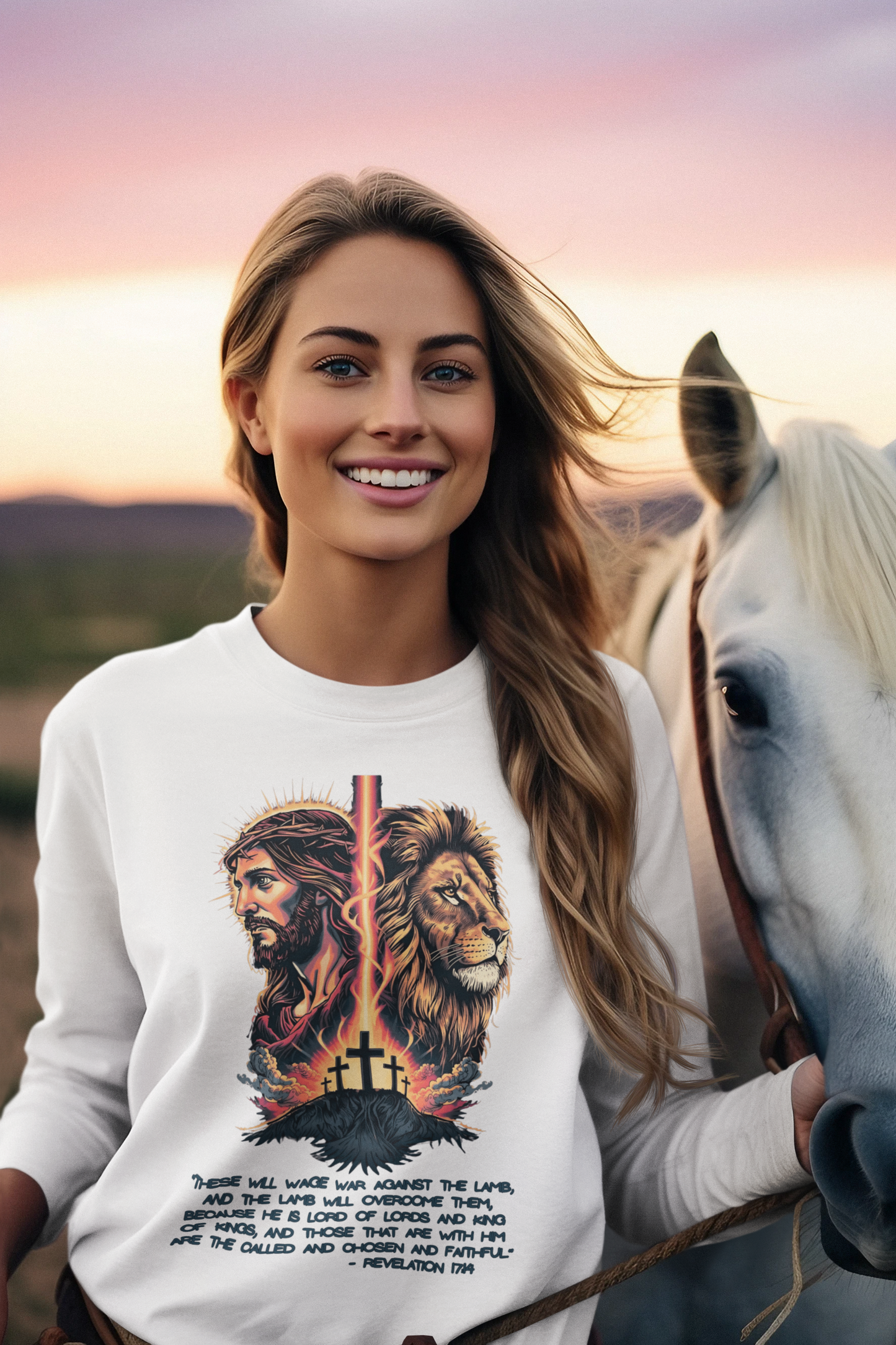 THE LION OF JUDAH Heavy Weight Christian Long Sleeve T-Shirt (S-2XL):  Women's Gildan 2400 - FREE SHIPPING