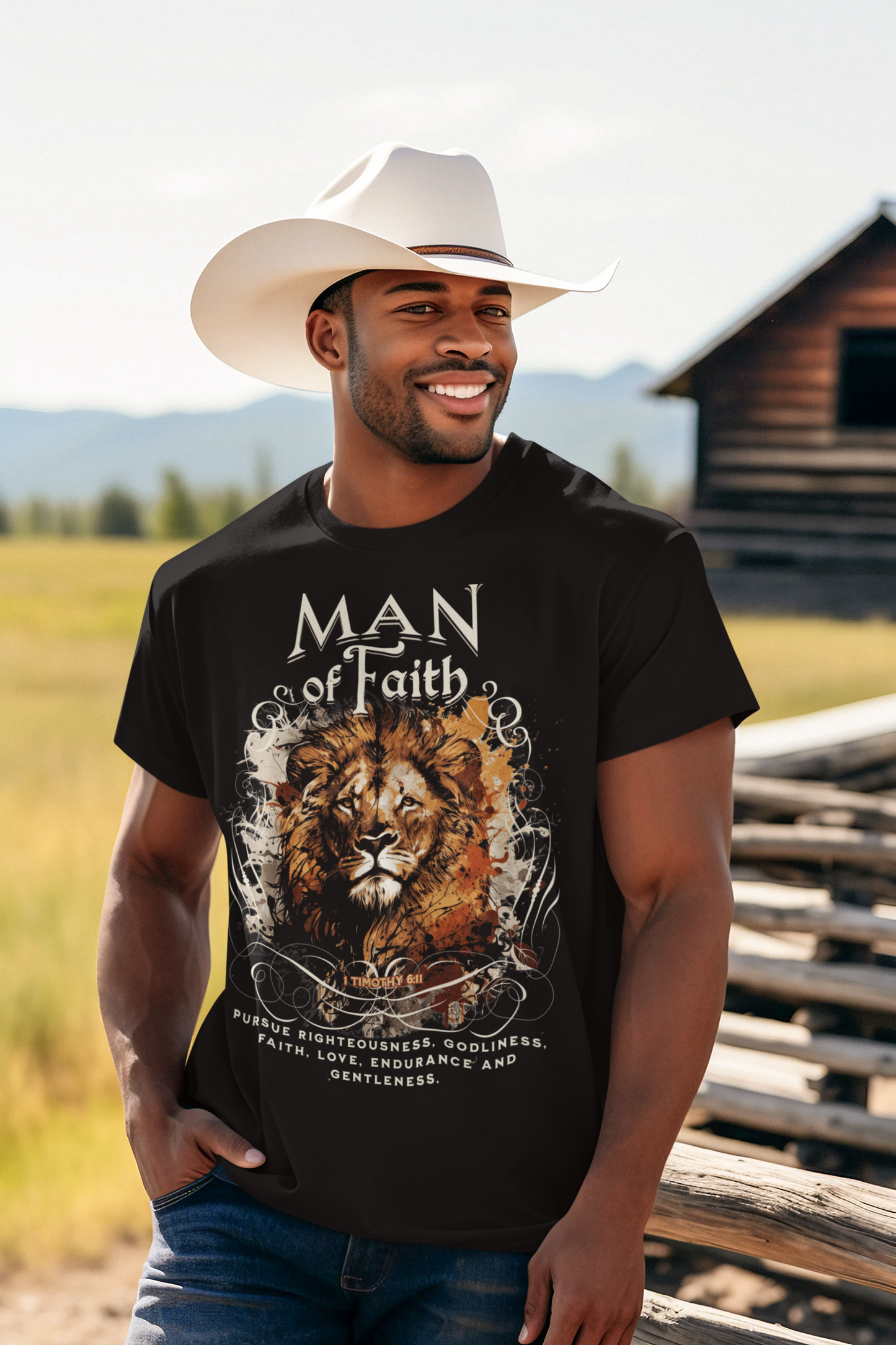 MAN OF FAITH Christian T-Shirt (S-5XL):  Men's Medium Weight Gildan 5000 - FREE SHIPPING
