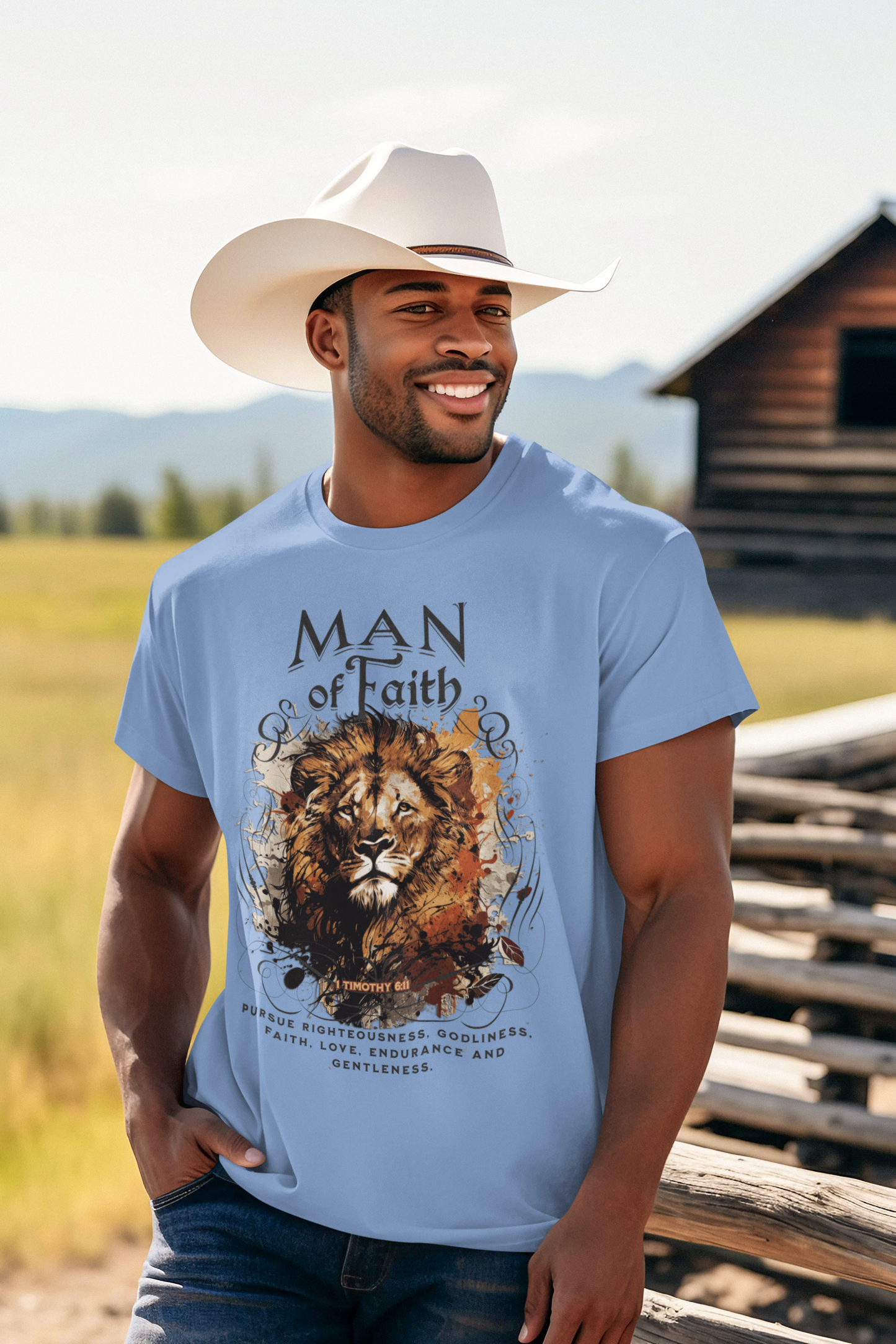 MAN OF FAITH Christian T-Shirt (S-5XL):  Men's Medium Weight Gildan 5000 - FREE SHIPPING