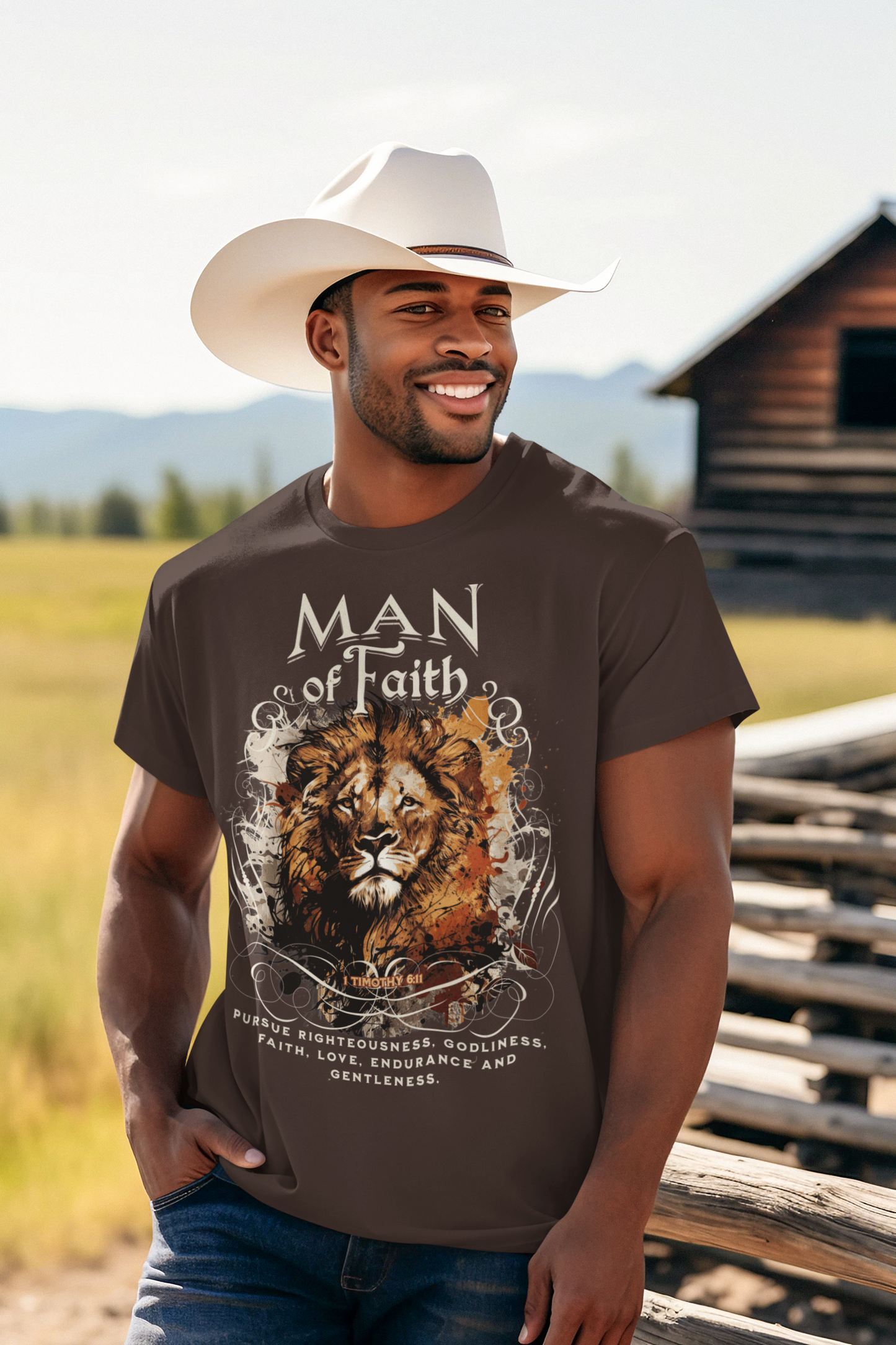 MAN OF FAITH Christian T-Shirt (S-5XL):  Men's Medium Weight Gildan 5000 - FREE SHIPPING