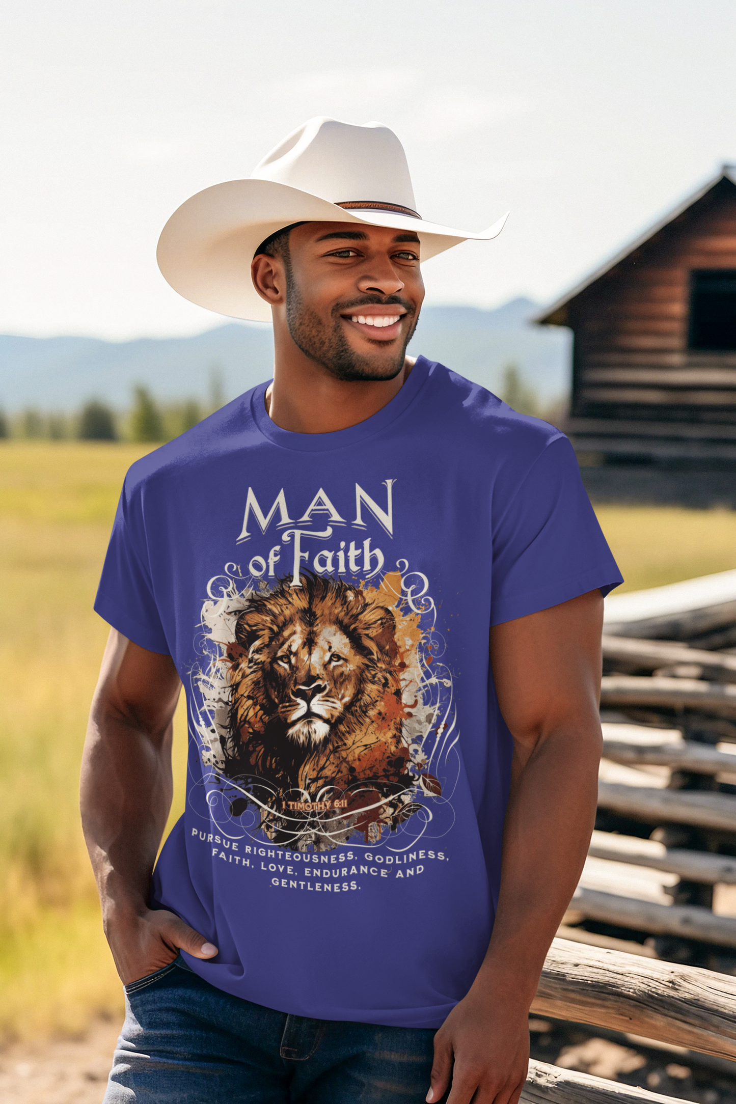 MAN OF FAITH Christian T-Shirt (S-5XL):  Men's Medium Weight Gildan 5000 - FREE SHIPPING