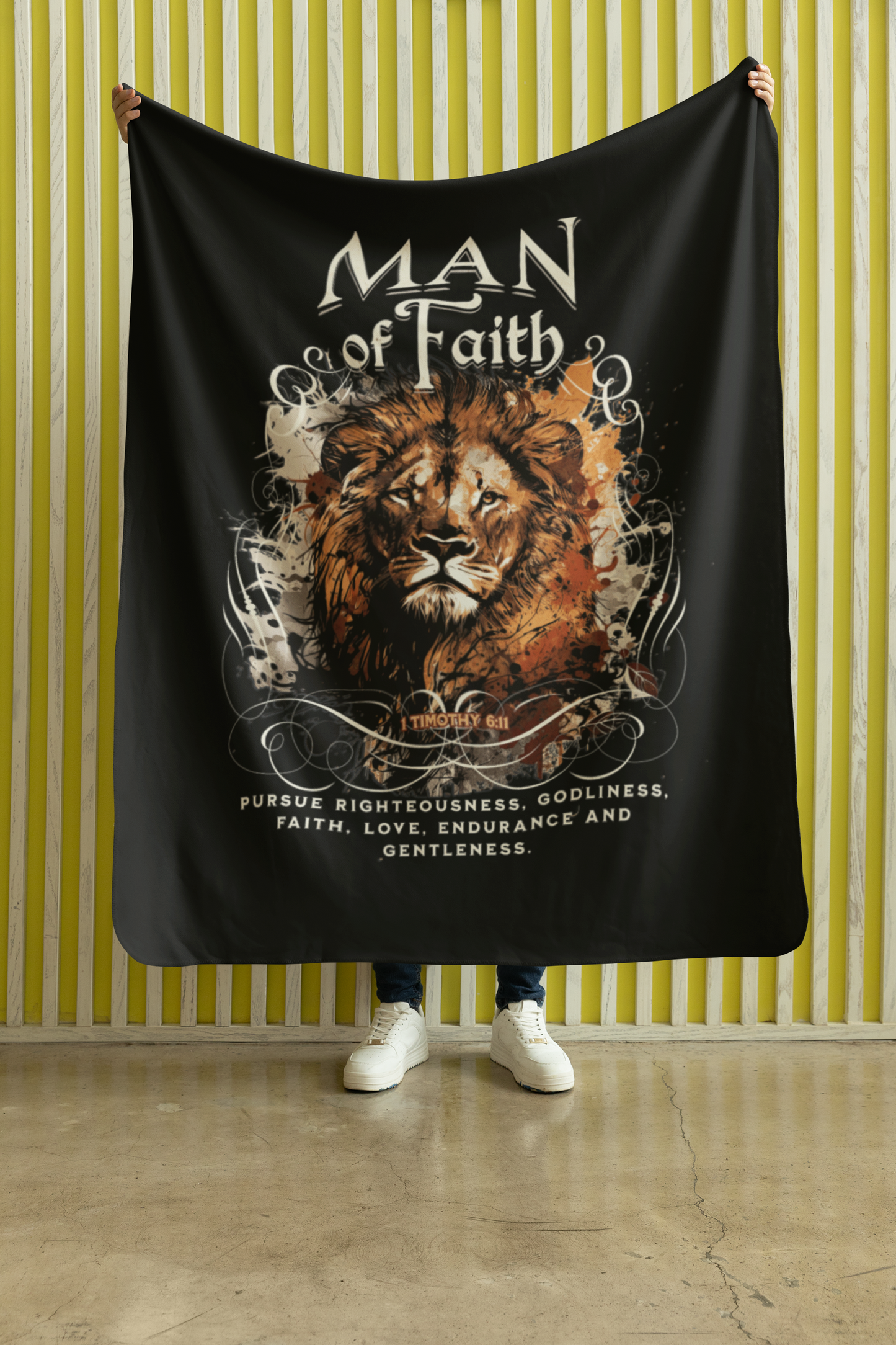 MAN OF FAITH Light Weight Christian Velveteen Plush Blanket (3 sizes available) - FREE SHIPPING