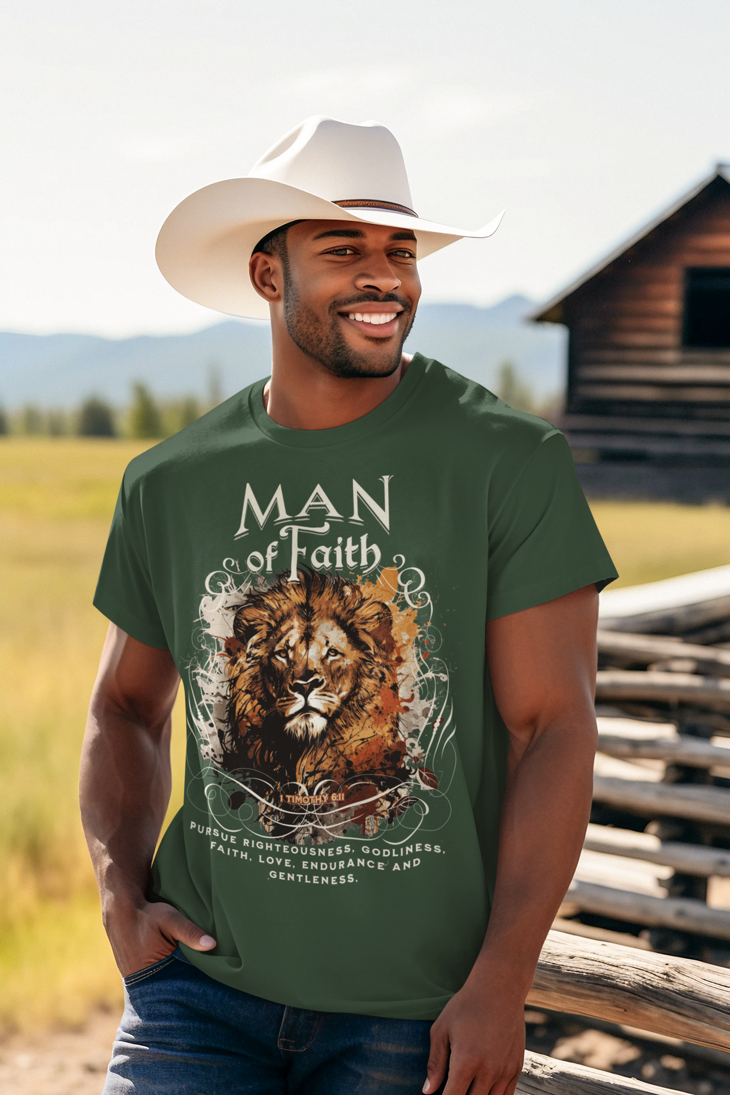 MAN OF FAITH Christian T-Shirt (S-5XL):  Men's Medium Weight Gildan 5000 - FREE SHIPPING