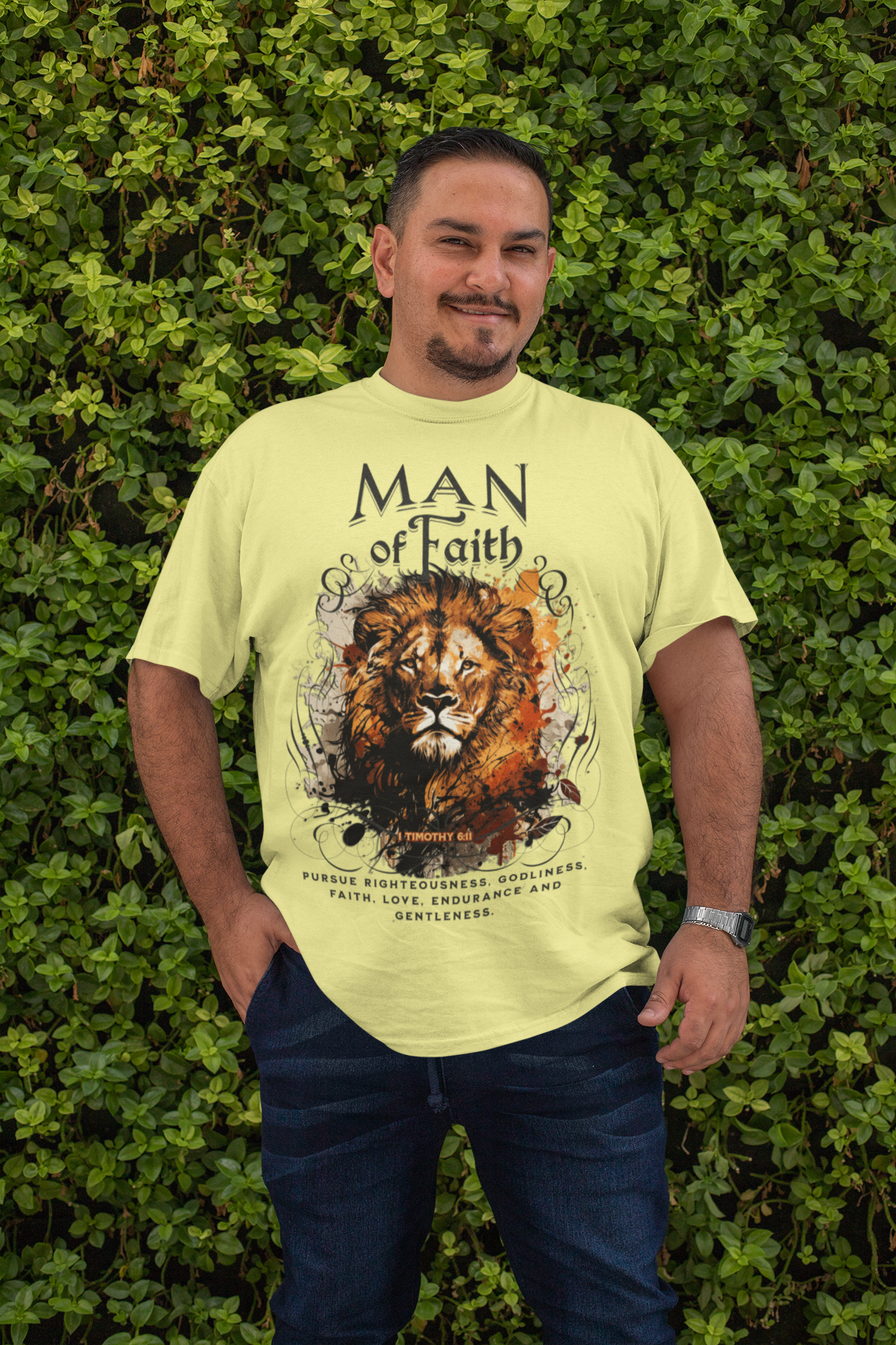 . MAN OF FAITH Plus Size Heavy Weight Christian T-Shirt (S-5XL):  Men's Hanes Beefy-T® - FREE SHIPPING