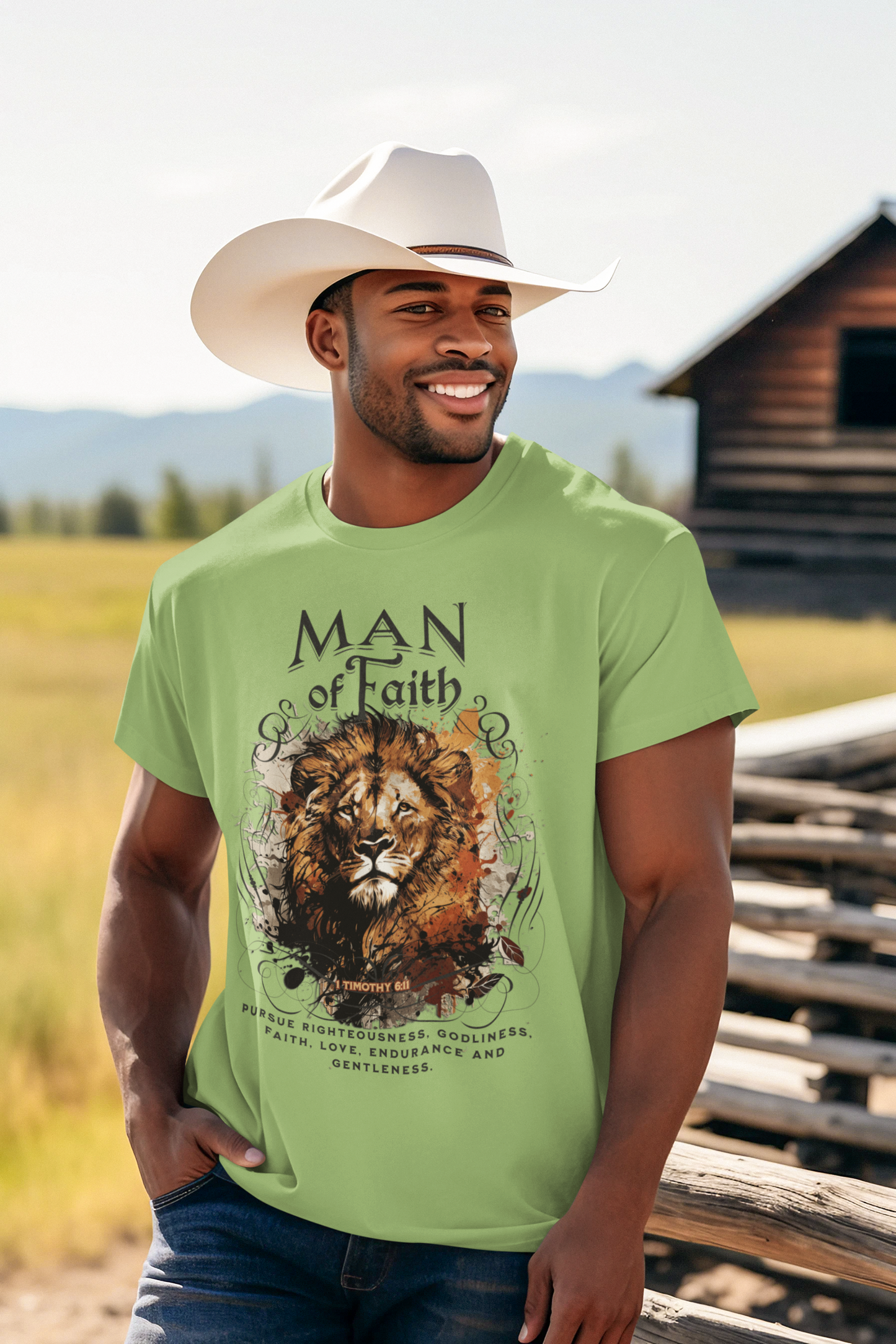 MAN OF FAITH Christian T-Shirt (S-5XL):  Men's Medium Weight Gildan 5000 - FREE SHIPPING