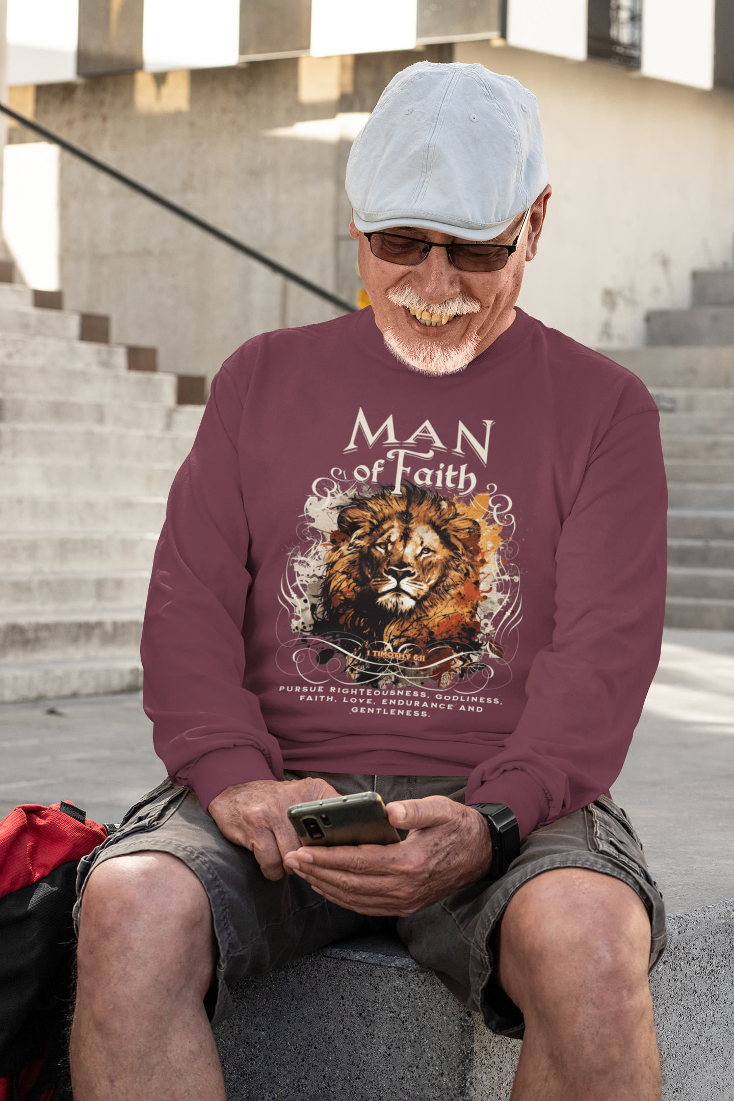 . MAN OF FAITH Heavy Weight Christian Long Sleeve T-Shirt (S-2XL):  Men's Gildan 2400 - FREE SHIPPING