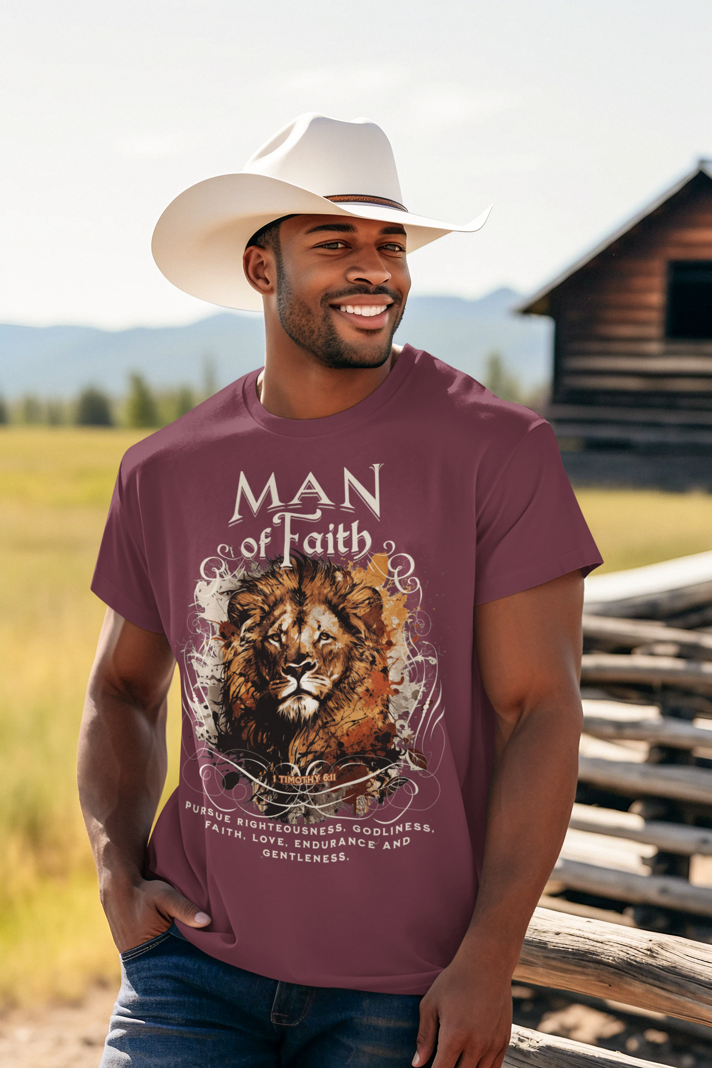 MAN OF FAITH Christian T-Shirt (S-5XL):  Men's Medium Weight Gildan 5000 - FREE SHIPPING