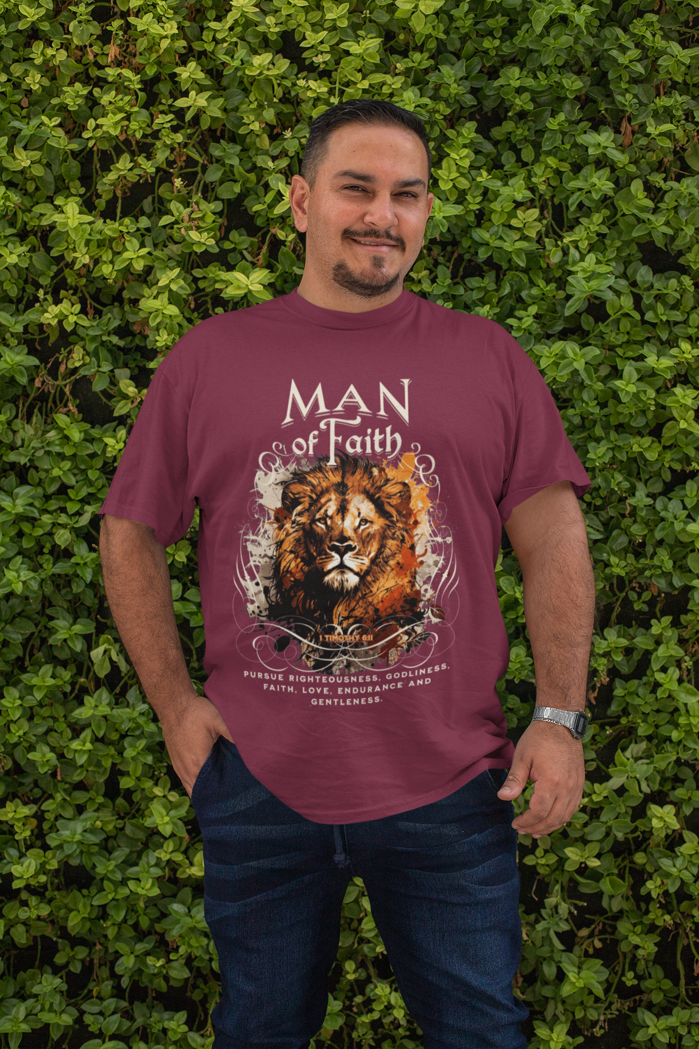 . MAN OF FAITH Plus Size Heavy Weight Christian T-Shirt (S-5XL):  Men's Hanes Beefy-T® - FREE SHIPPING