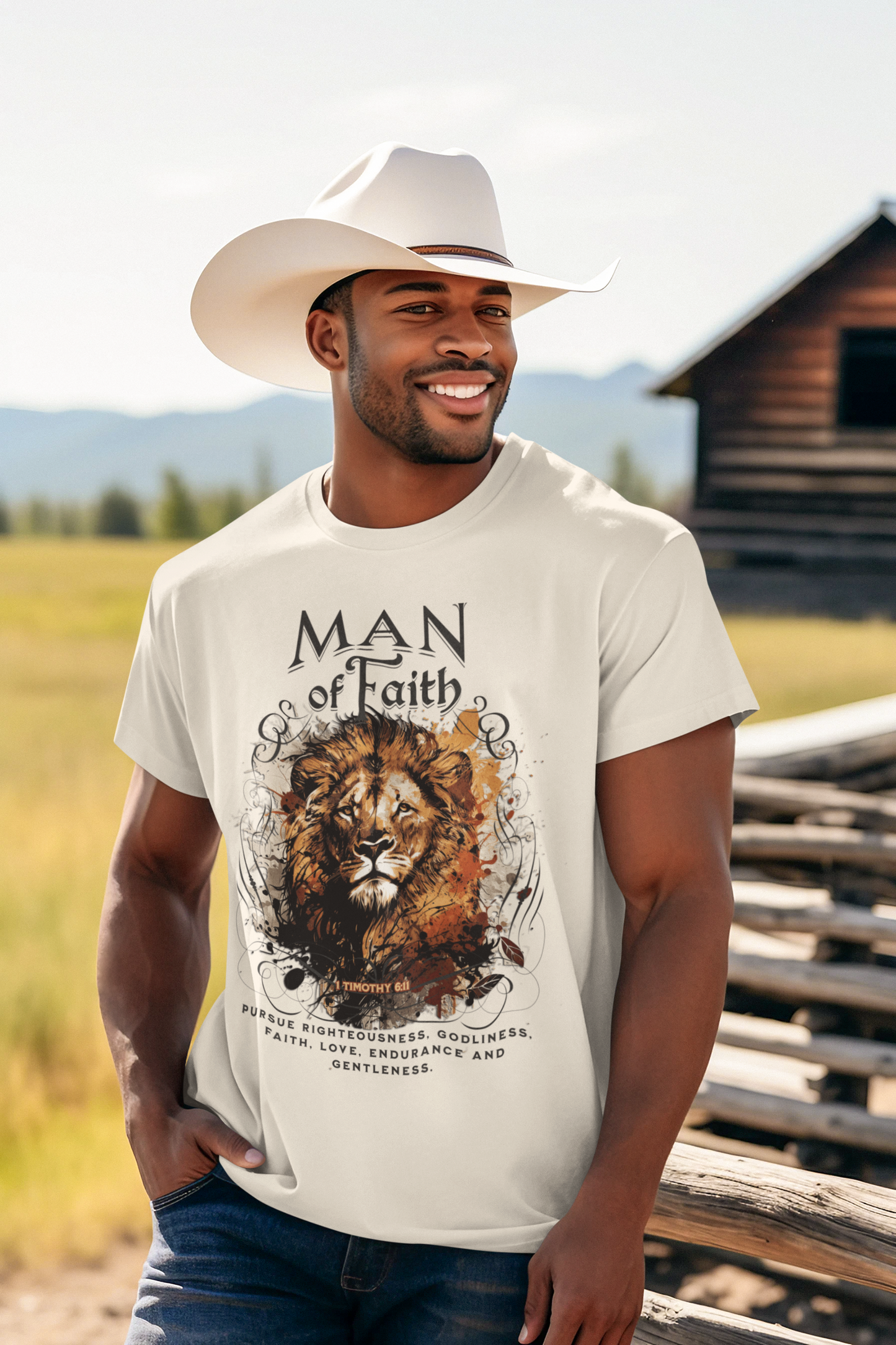 MAN OF FAITH Christian T-Shirt (S-5XL):  Men's Medium Weight Gildan 5000 - FREE SHIPPING