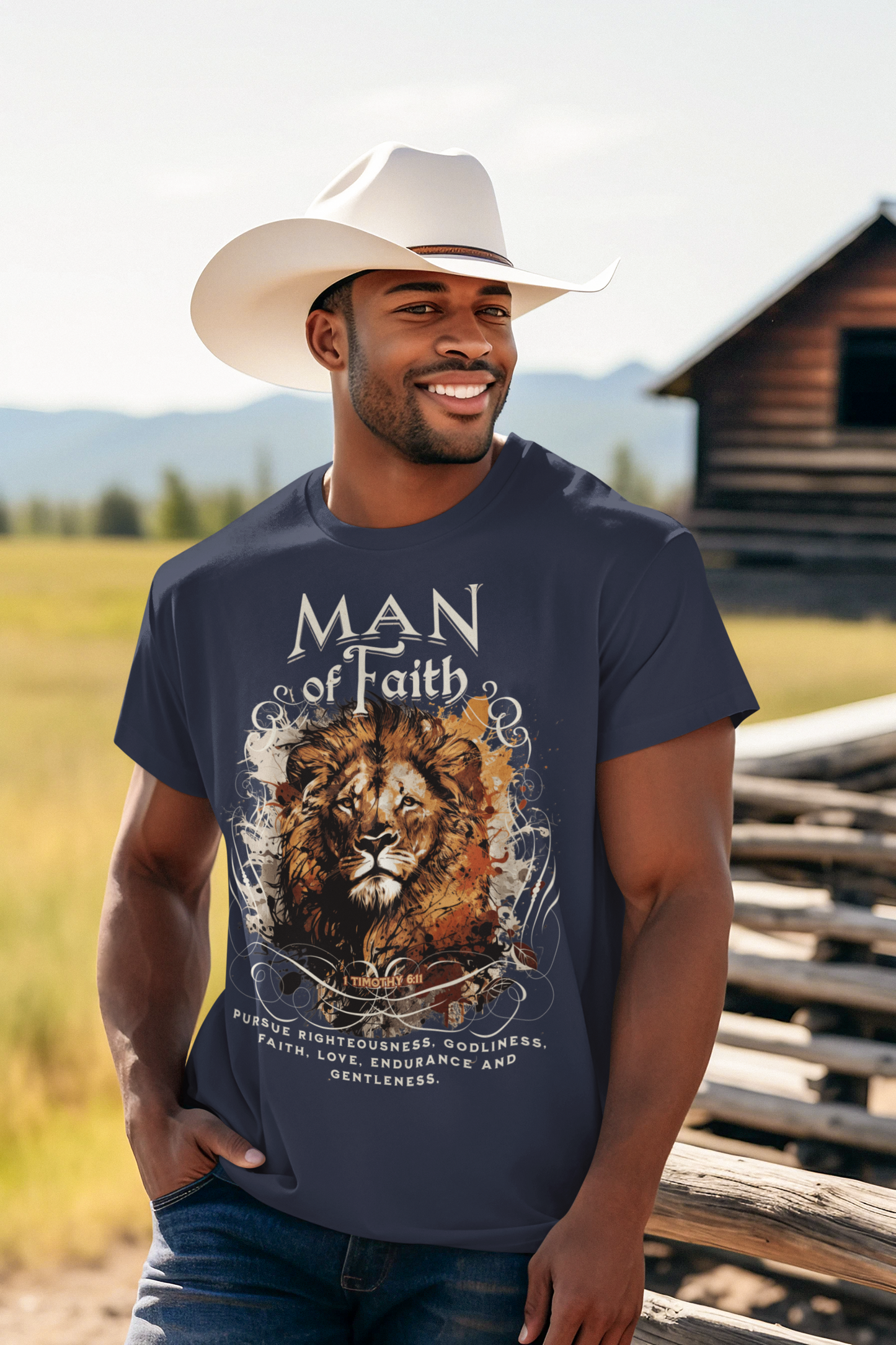 MAN OF FAITH Christian T-Shirt (S-5XL):  Men's Medium Weight Gildan 5000 - FREE SHIPPING