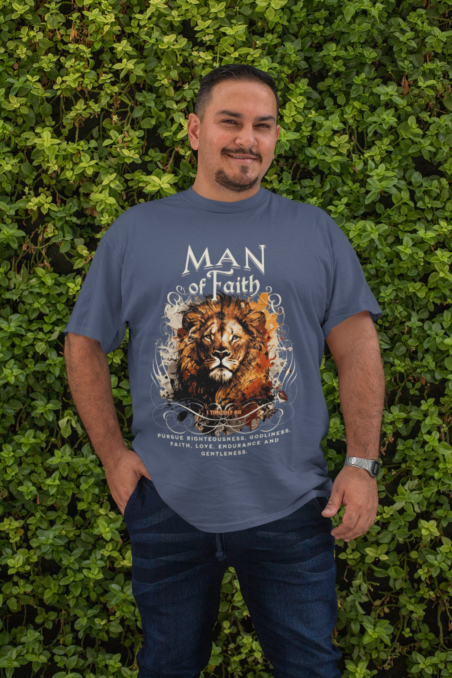 . MAN OF FAITH Plus Size Heavy Weight Christian T-Shirt (S-5XL):  Men's Hanes Beefy-T® - FREE SHIPPING