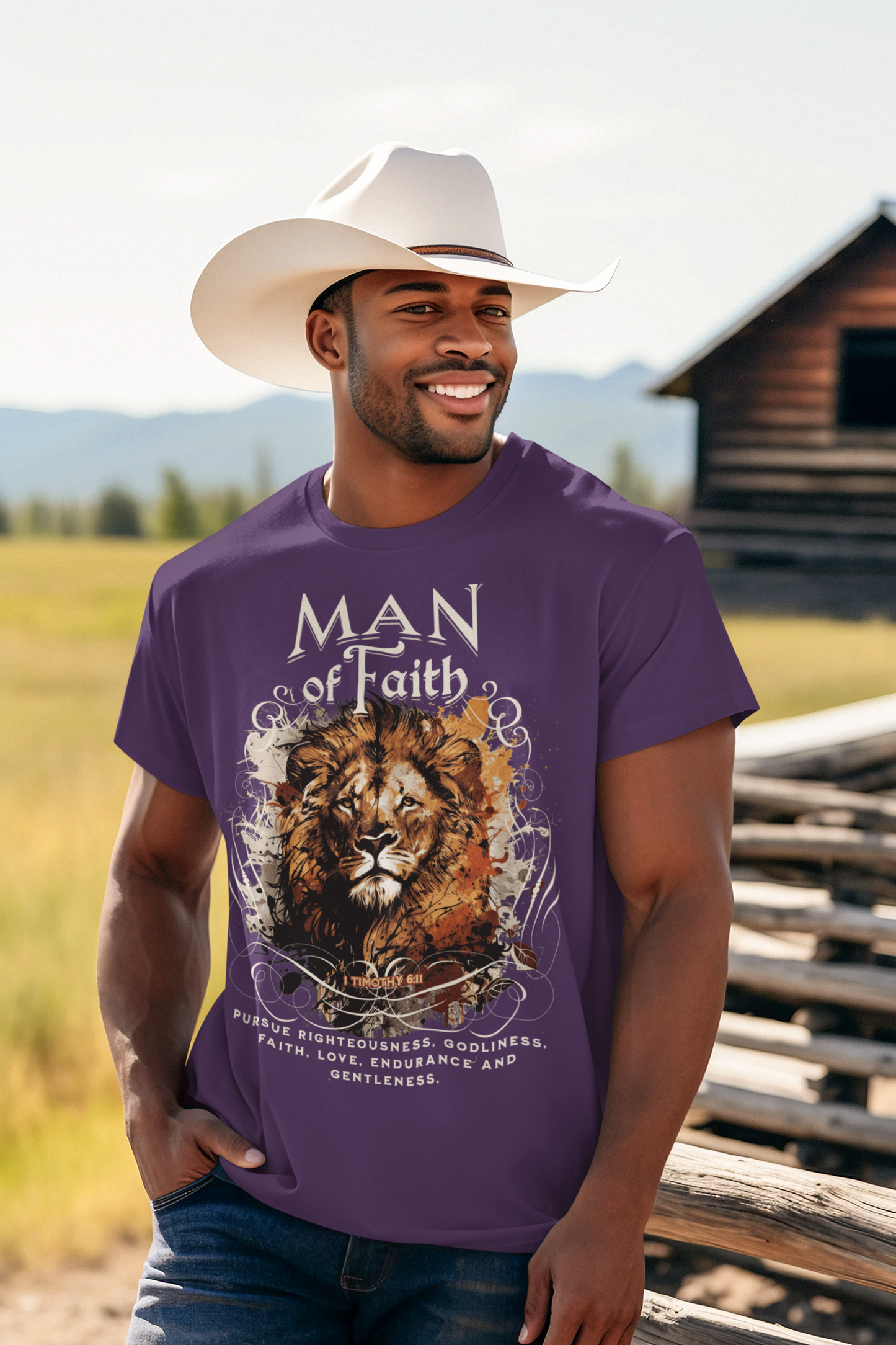 MAN OF FAITH Christian T-Shirt (S-5XL):  Men's Medium Weight Gildan 5000 - FREE SHIPPING
