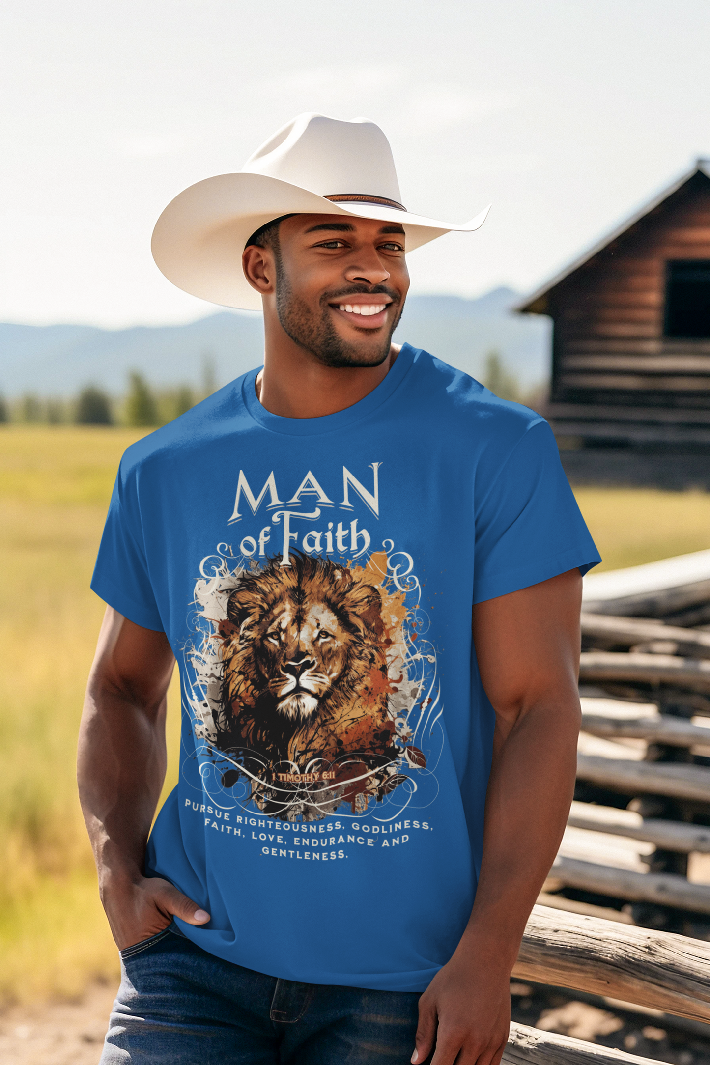 MAN OF FAITH Christian T-Shirt (S-5XL):  Men's Medium Weight Gildan 5000 - FREE SHIPPING