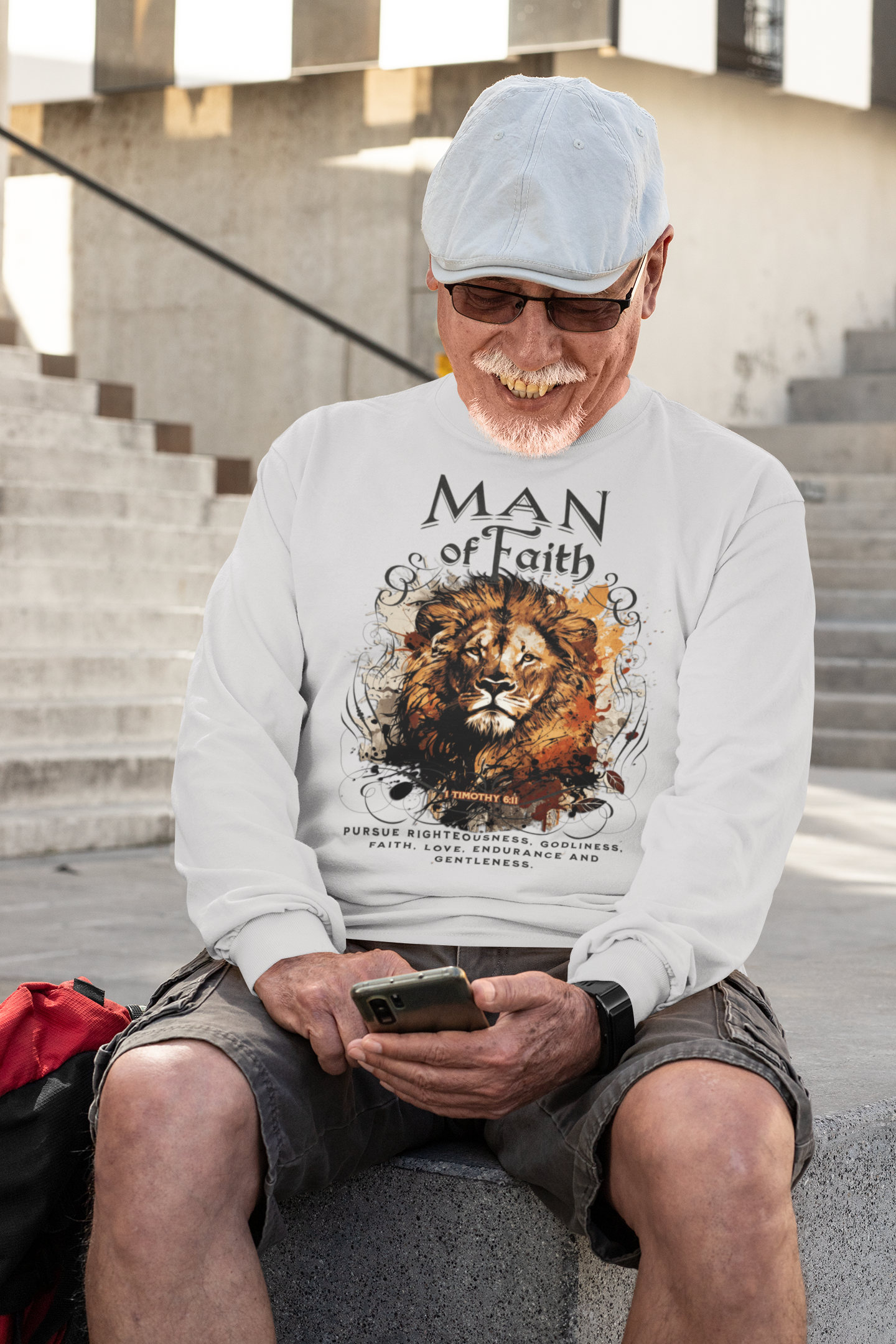 . MAN OF FAITH Heavy Weight Christian Long Sleeve T-Shirt (S-2XL):  Men's Gildan 2400 - FREE SHIPPING