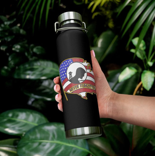 ..NEVER FORGOTTEN:  22oz Copper Vacuum Insulated Patriotic Military Water Bottle - FREE SHIPPING