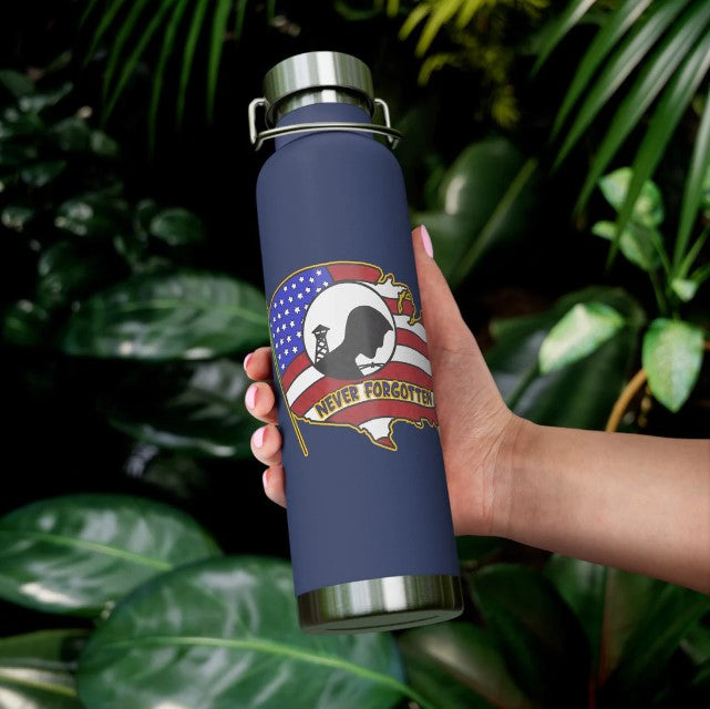 ..NEVER FORGOTTEN:  22oz Copper Vacuum Insulated Patriotic Military Water Bottle - FREE SHIPPING
