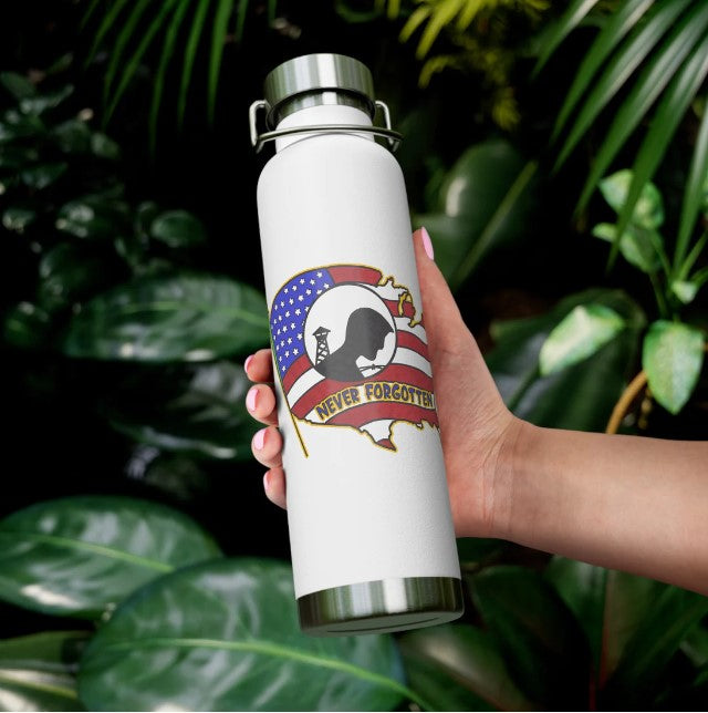 ..NEVER FORGOTTEN:  22oz Copper Vacuum Insulated Patriotic Military Water Bottle - FREE SHIPPING