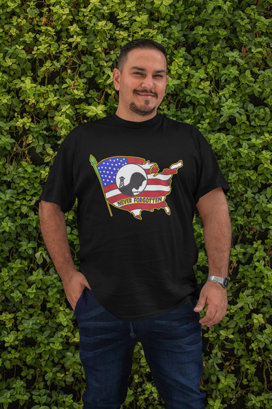 . NEVER FORGOTTEN Plus Size Heavy Weight Patriotic Military T-Shirt (S-5XL):  Men's Hanes Beefy-T® - FREE SHIPPING
