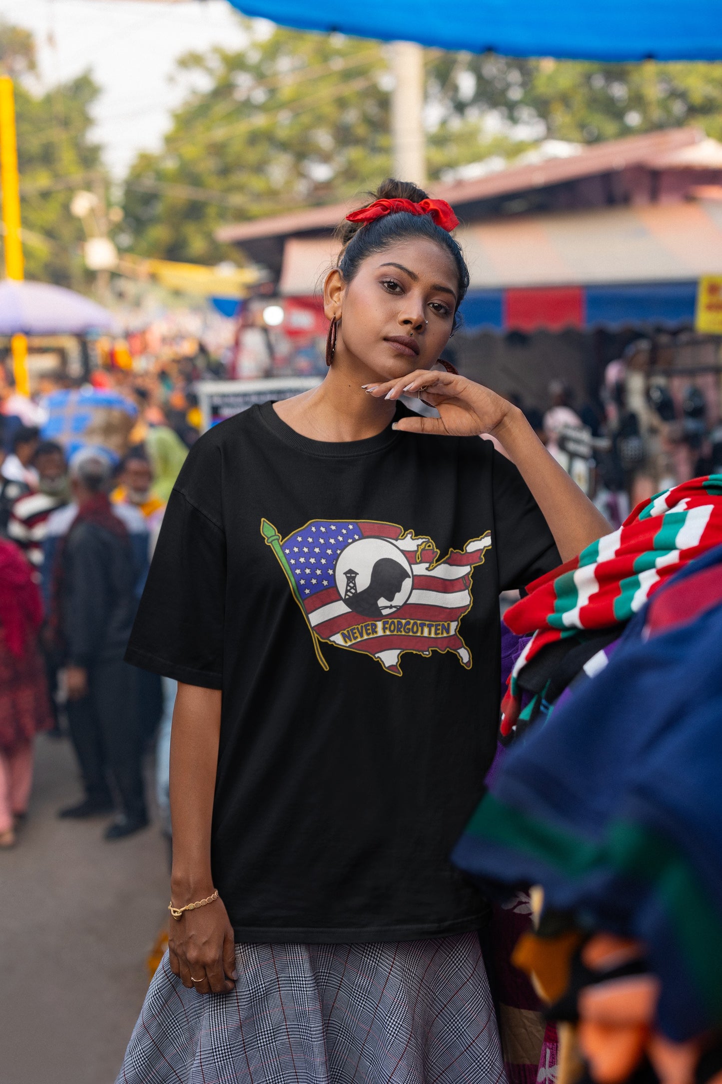 . NEVER FORGOTTEN Plus Size Heavy Weight Patriotic T-Shirt (S-5XL):  Women's Plus Size Hanes Beefy-T® - FREE SHIPPING