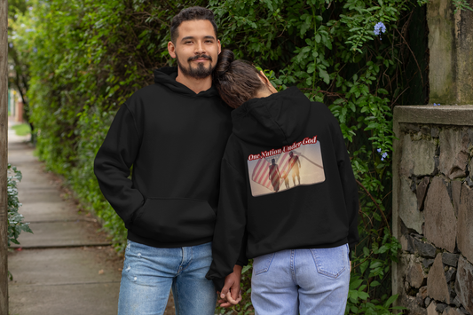 ONE NATION UNDER GOD Heavy Weight Patriotic Christian Hoodie (S-5XL):  Men's & Women's Gildan 18500 - FREE SHIPPING