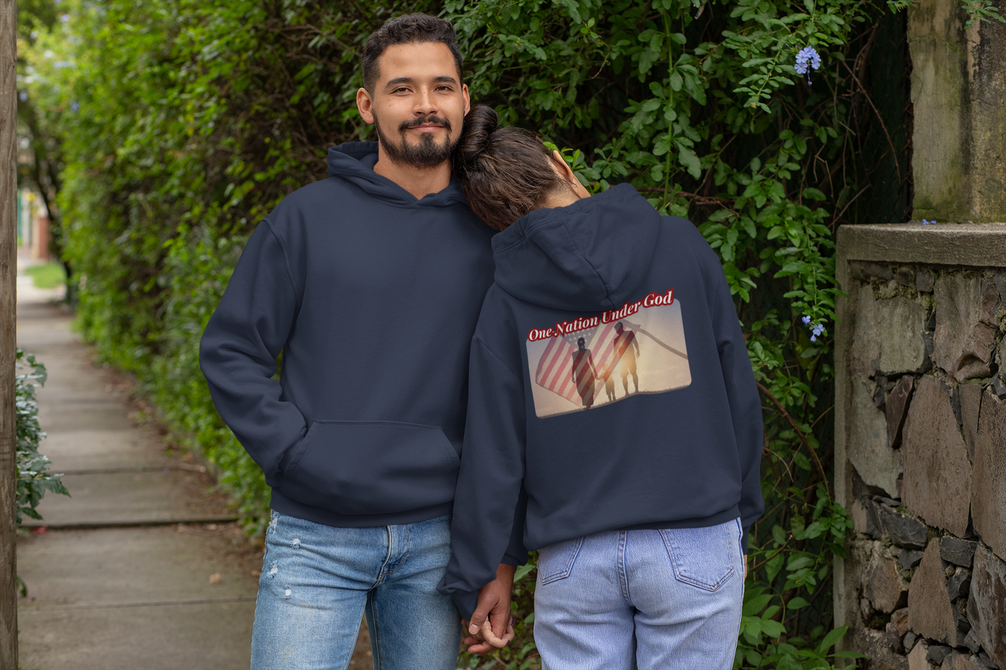 ONE NATION UNDER GOD Heavy Weight Patriotic Christian Hoodie (S-5XL):  Men's & Women's Gildan 18500 - FREE SHIPPING