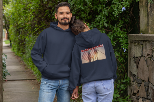 ONE NATION UNDER GOD Heavy Weight Patriotic Christian Hoodie (S-5XL):  Men's & Women's Gildan 18500 - FREE SHIPPING