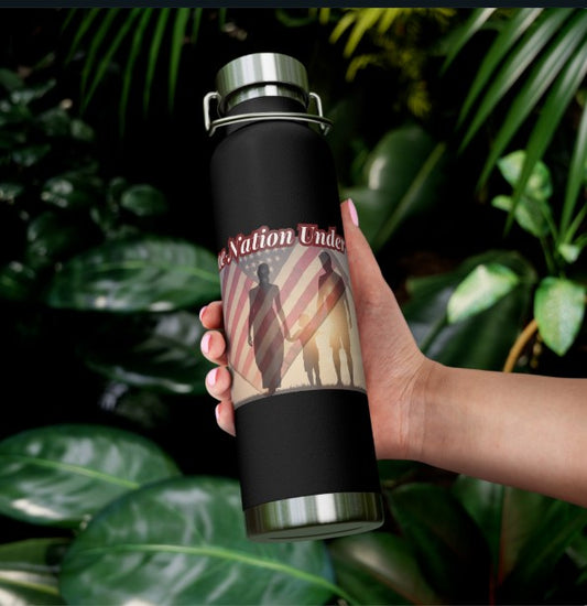 ..ONE NATION UNDER GOD:  22oz Copper Vacuum Insulated Patriotic Water Bottle - FREE SHIPPING