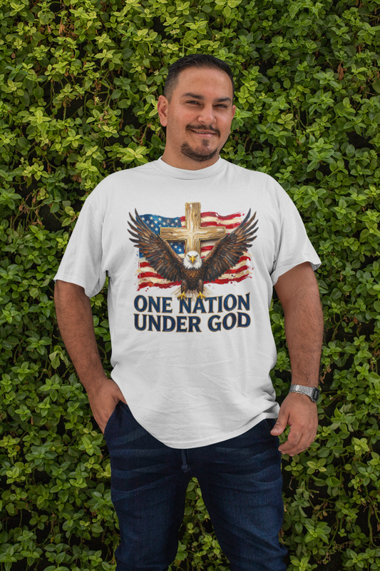 . ONE NATION UNDER GOD Plus Size Heavy Weight Patriotic Christian T-Shirt (S-5XL):  Men's Hanes Beefy-T® - FREE SHIPPING
