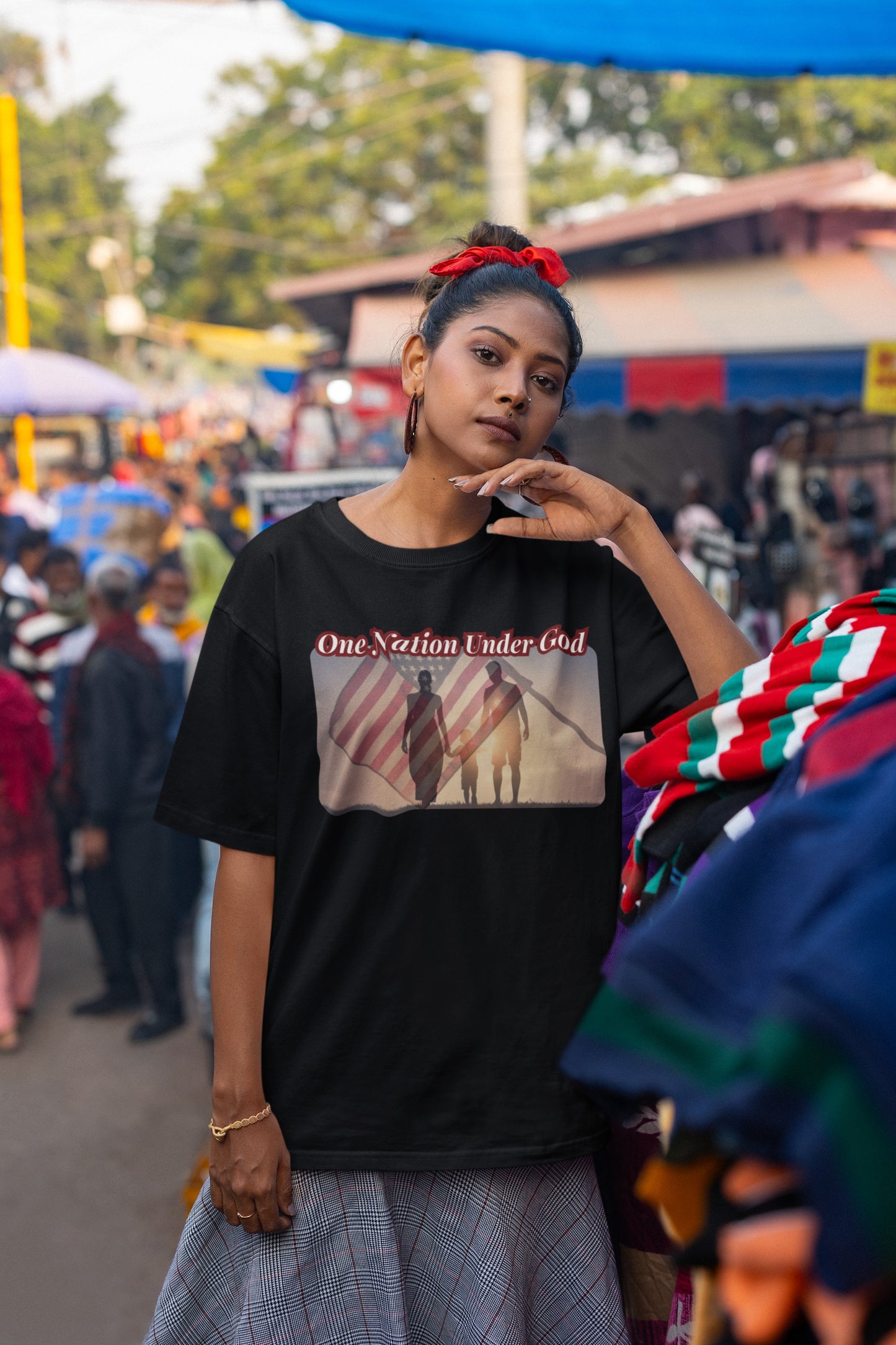 . ONE NATION UNDER GOD Plus Size Heavy Weight Christian T-Shirt (S-5XL):  Women's Hanes Beefy-T® - FREE SHIPPING