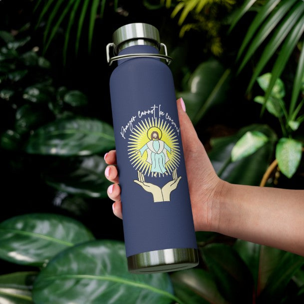 ..PRAYER CANNOT BE CENSORED:  22oz Copper Vacuum Insulated Patriotic Christian Water Bottle - FREE SHIPPING