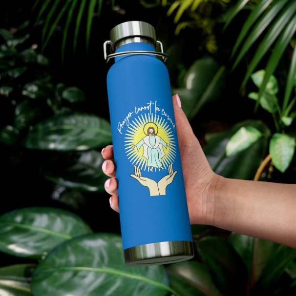 ..PRAYER CANNOT BE CENSORED:  22oz Copper Vacuum Insulated Patriotic Christian Water Bottle - FREE SHIPPING