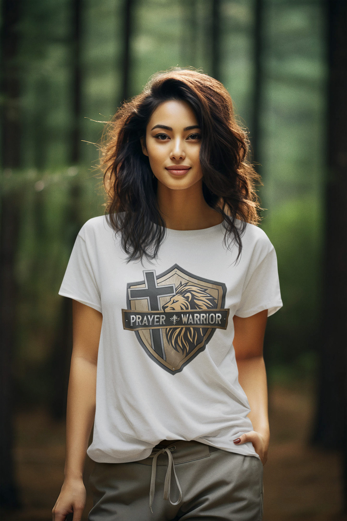 PRAYER WARRIOR Semi-Fitted Christian T-Shirt (S-3XL):  Women's Gildan 5000L