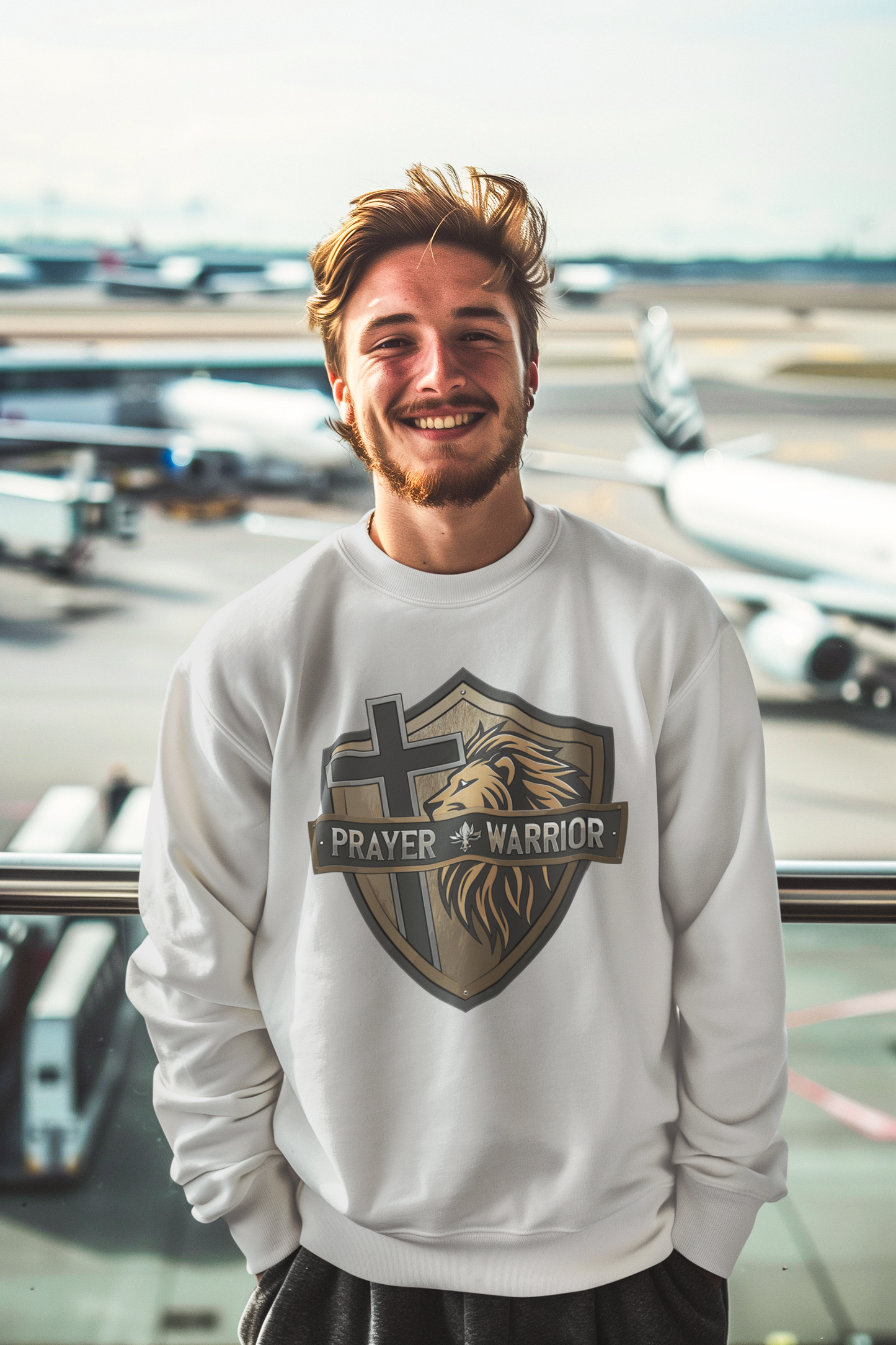 PRAYER WARRIOR Heavy Weight Christian Sweatshirt (S-5XL):  Men's Gildan 18000