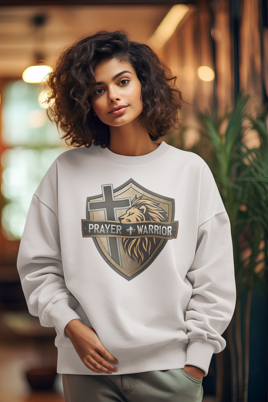 PRAYER WARRIOR Heavy Weight Christian Sweatshirt (S-5XL):  Women's Gildan 18000 - FREE SHIPPING