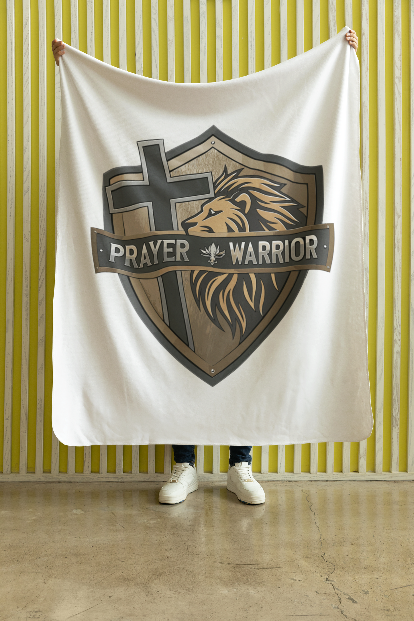 PRAYER WARRIOR Light Weight Christian Velveteen Plush Blanket (3 sizes available) - FREE SHIPPING