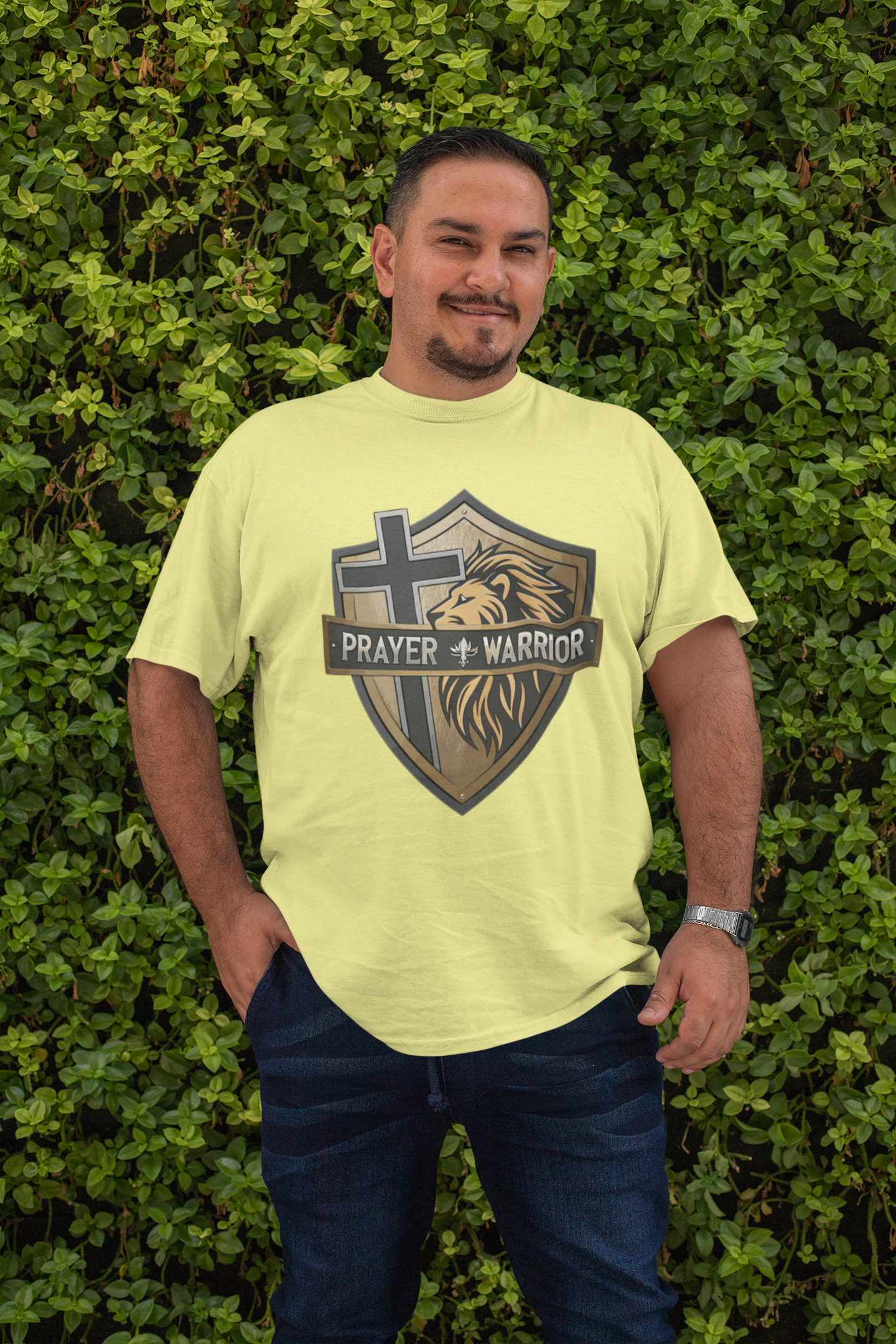 . PRAYER WARRIOR Plus Size Heavy Weight Christian T-Shirt (S-5XL):  Men's Hanes Beefy-T®