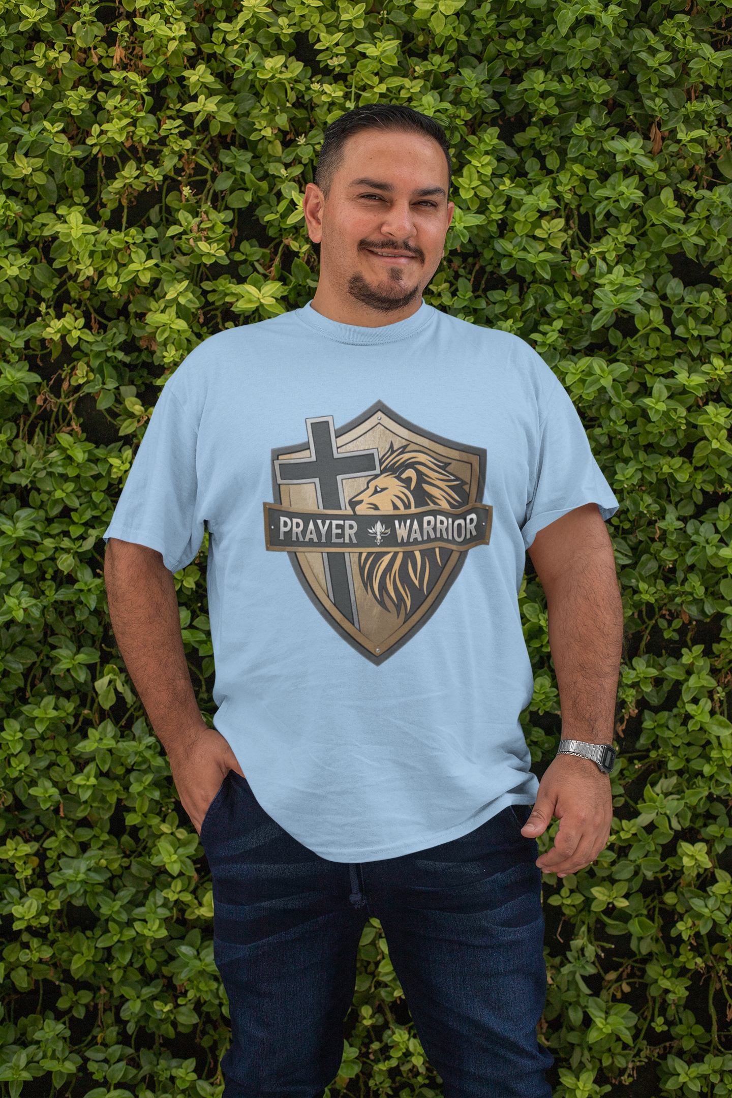. PRAYER WARRIOR Plus Size Heavy Weight Christian T-Shirt (S-5XL):  Men's Hanes Beefy-T®