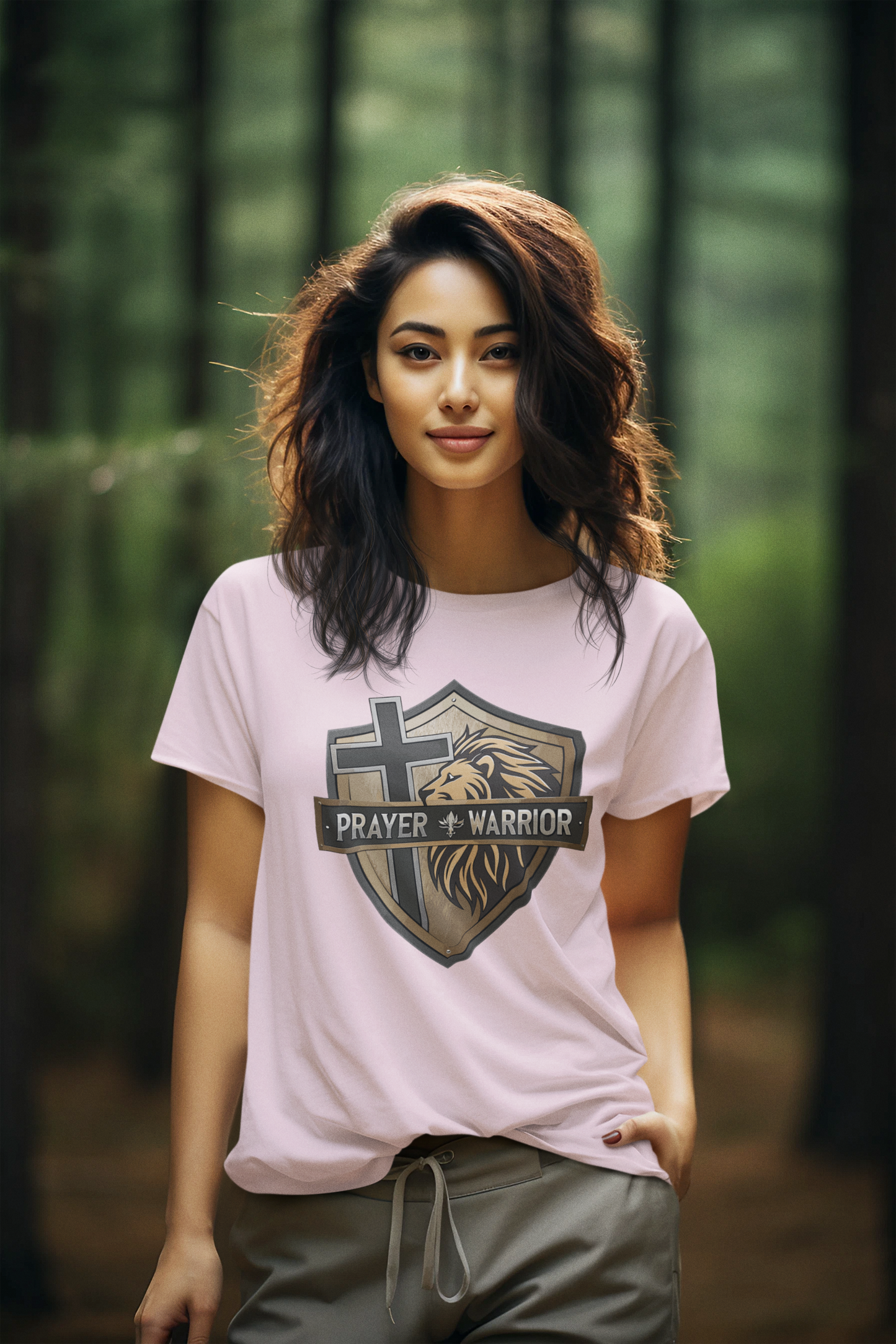 PRAYER WARRIOR Semi-Fitted Christian T-Shirt (S-3XL):  Women's Gildan 5000L
