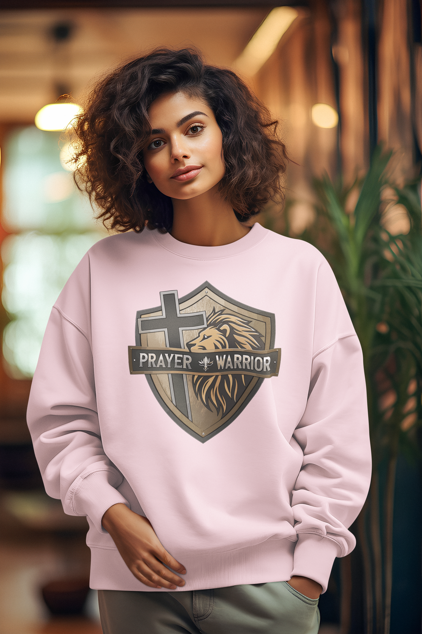PRAYER WARRIOR Heavy Weight Christian Sweatshirt (S-5XL):  Women's Gildan 18000 - FREE SHIPPING