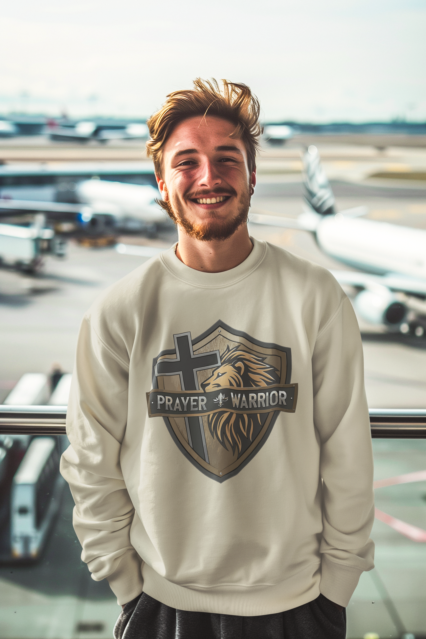 PRAYER WARRIOR Heavy Weight Christian Sweatshirt (S-5XL):  Men's Gildan 18000