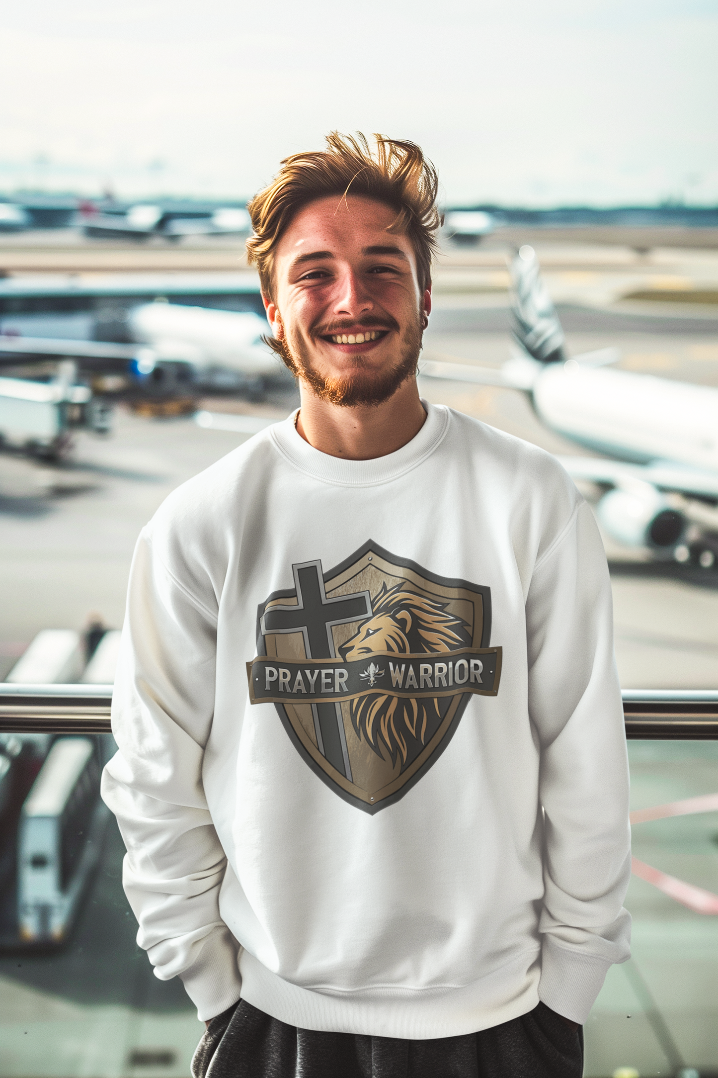 PRAYER WARRIOR Heavy Weight Christian Sweatshirt (S-5XL):  Men's Gildan 18000