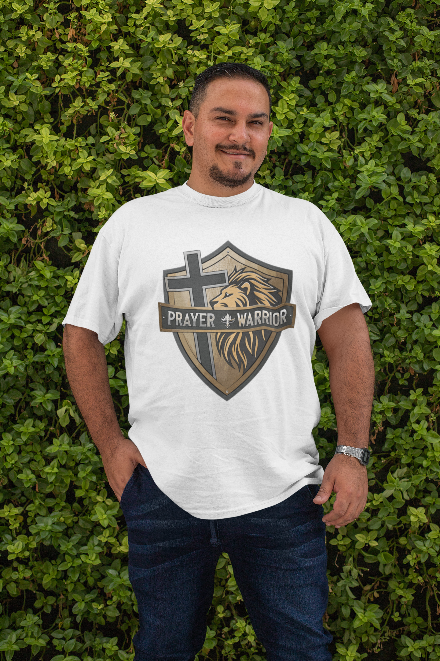 . PRAYER WARRIOR Plus Size Heavy Weight Christian T-Shirt (S-5XL):  Men's Hanes Beefy-T®