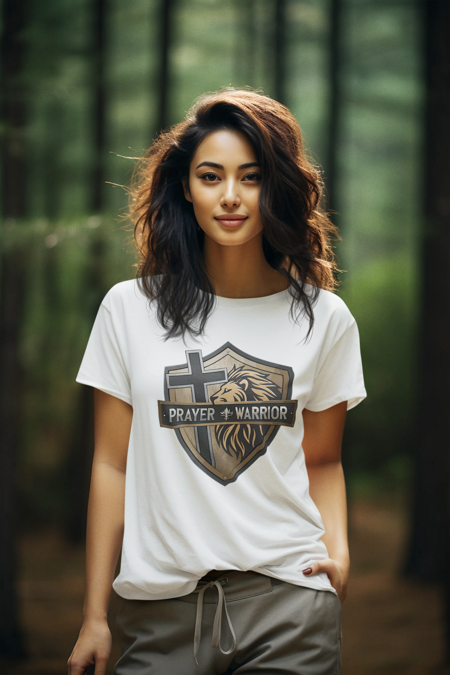 PRAYER WARRIOR Semi-Fitted Christian T-Shirt (S-3XL):  Women's Gildan 5000L