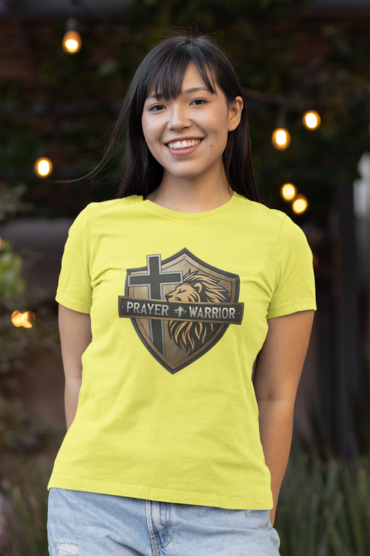 PRAYER WARRIOR Fitted Patriotic Christian T-Shirt (S-2XL):  Women's Bella+Canvas 6004 - FREE SHIPPING